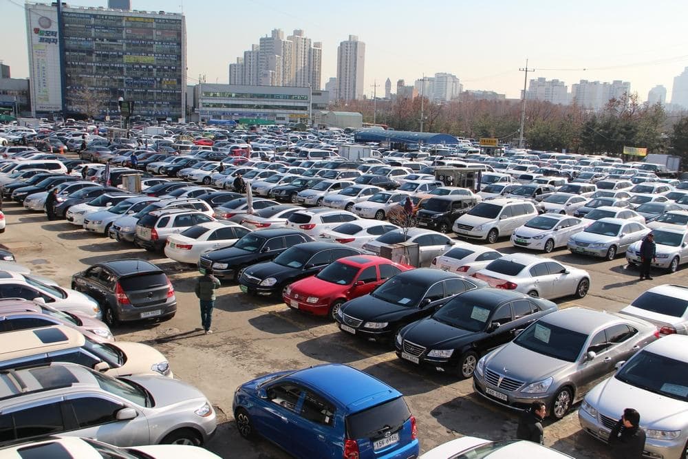 Korea Used Car dealership with multiple vehicles displayed