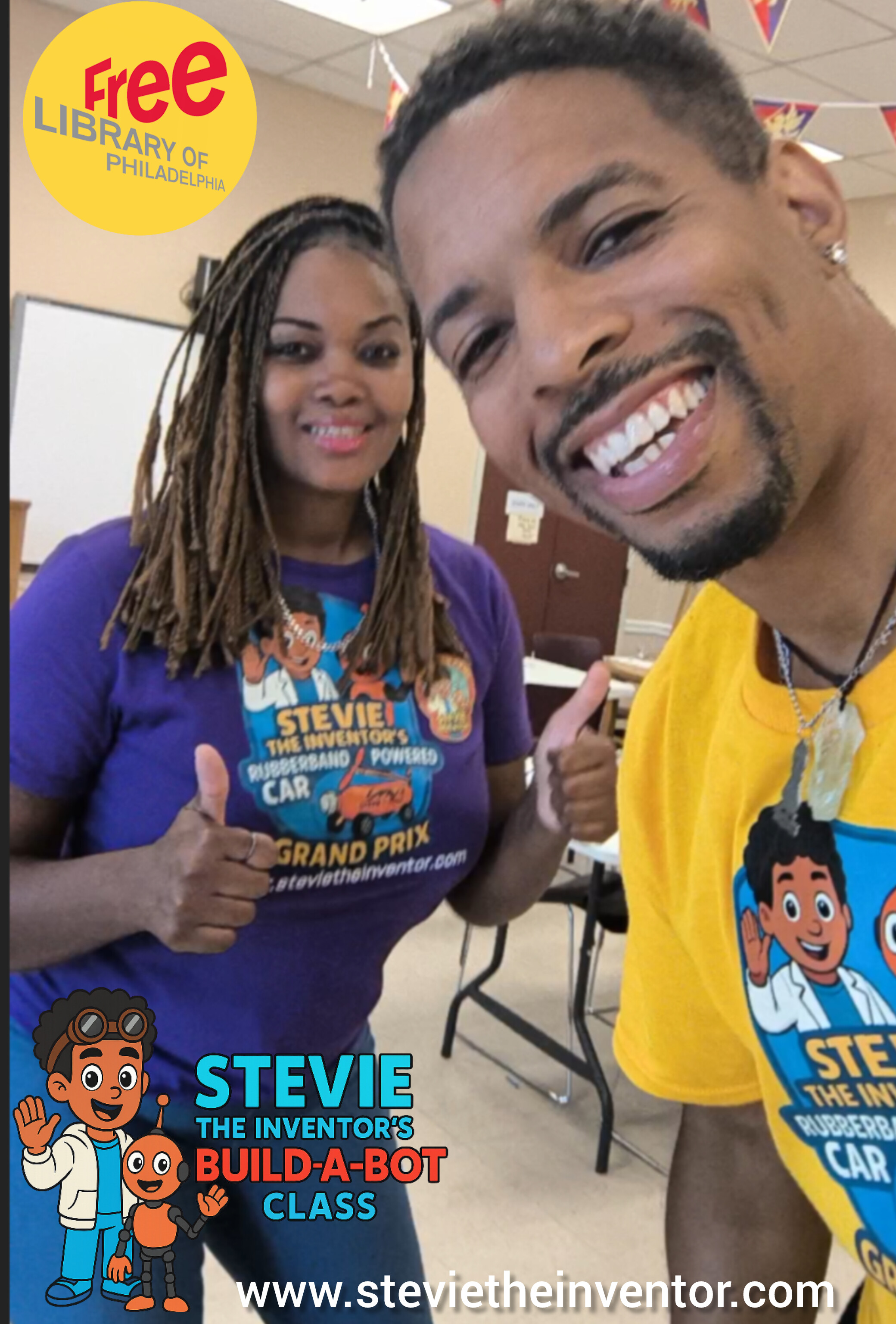 Student building robot in class