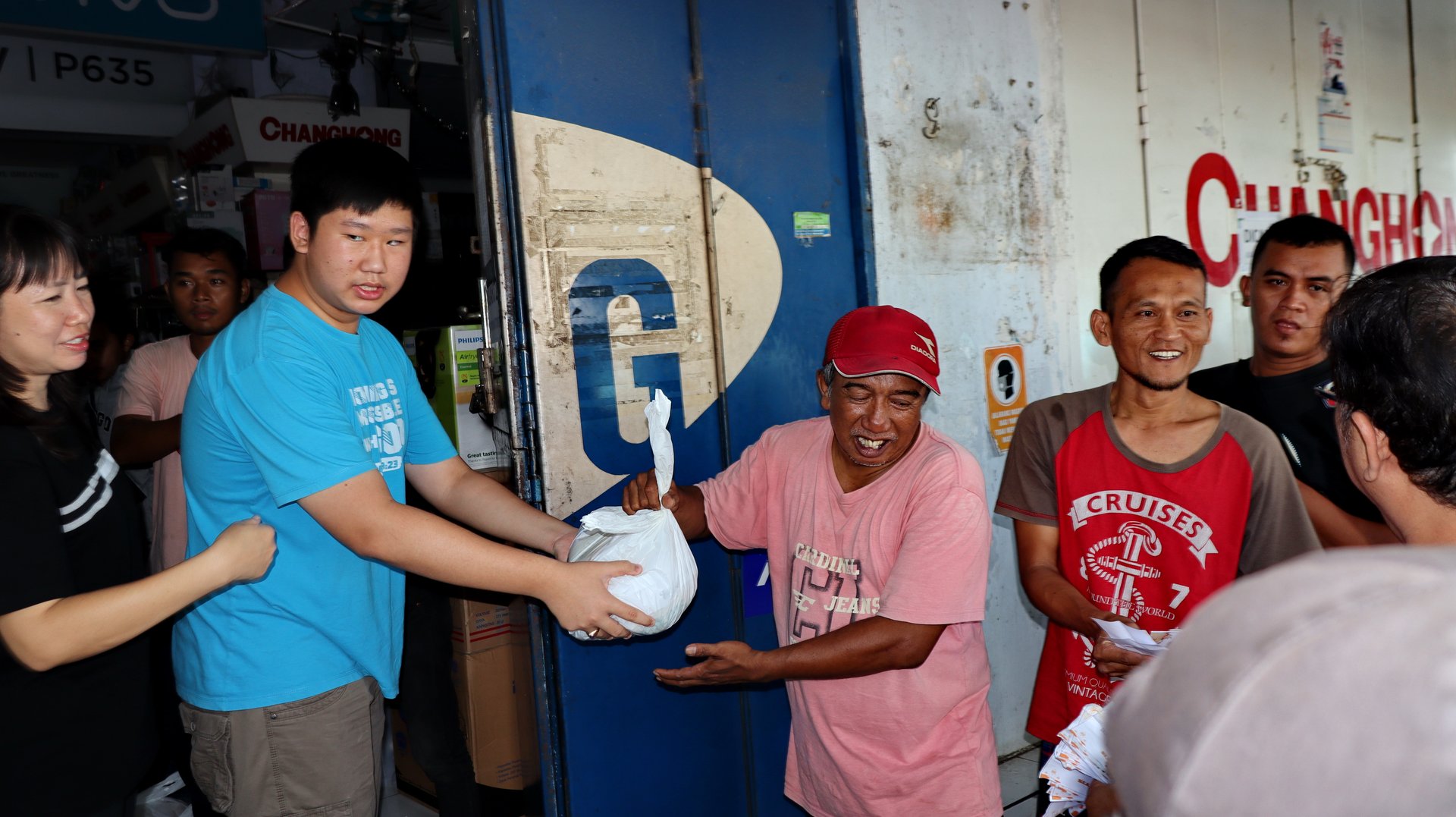 Group of people in line for Donation charity food, Pekalongan Indonesia April 6 2024