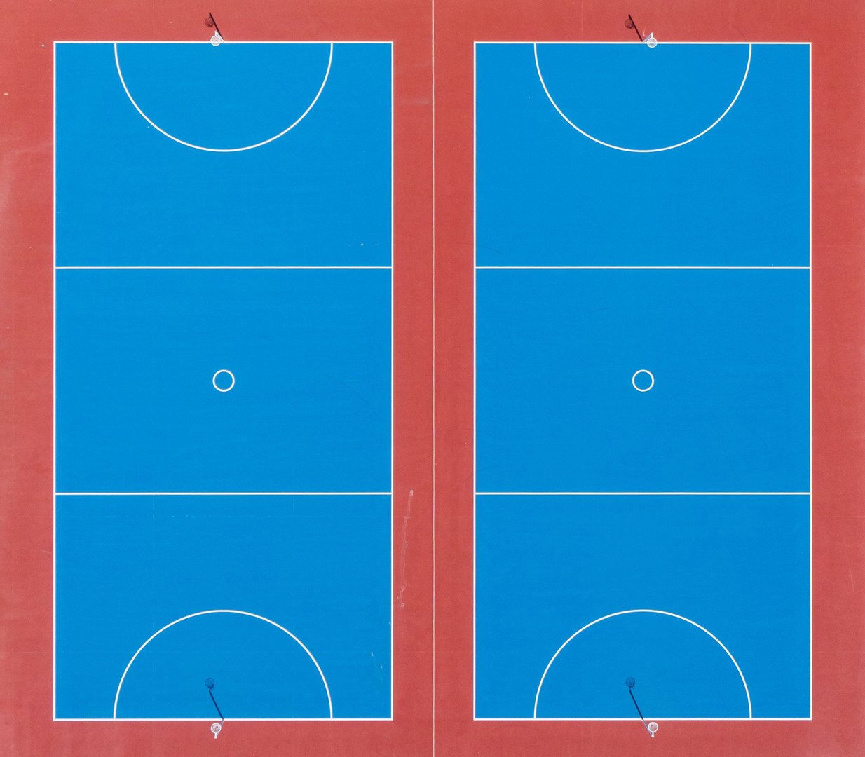 Aerial view of two netball courts