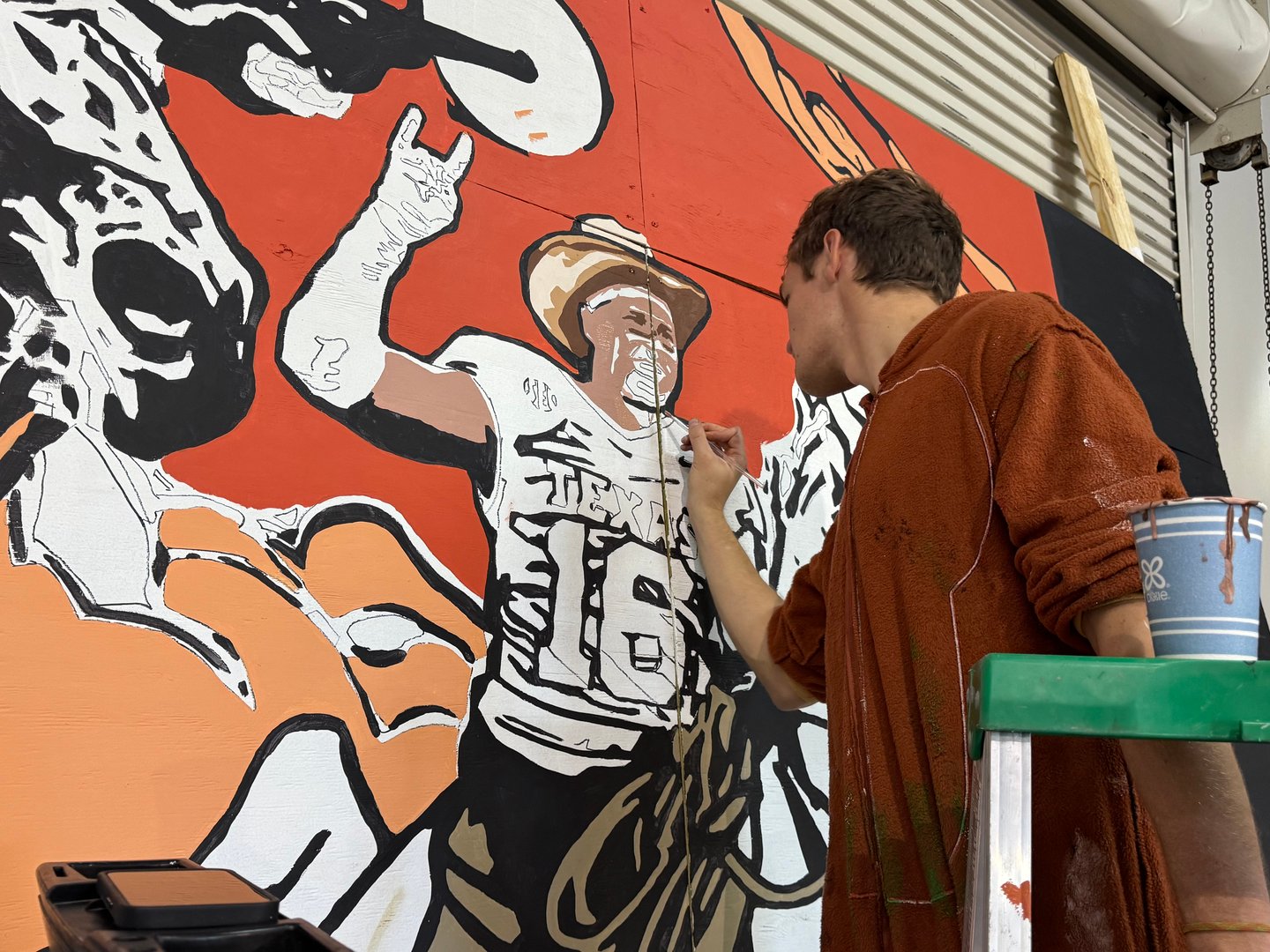 Arch Manning mural process