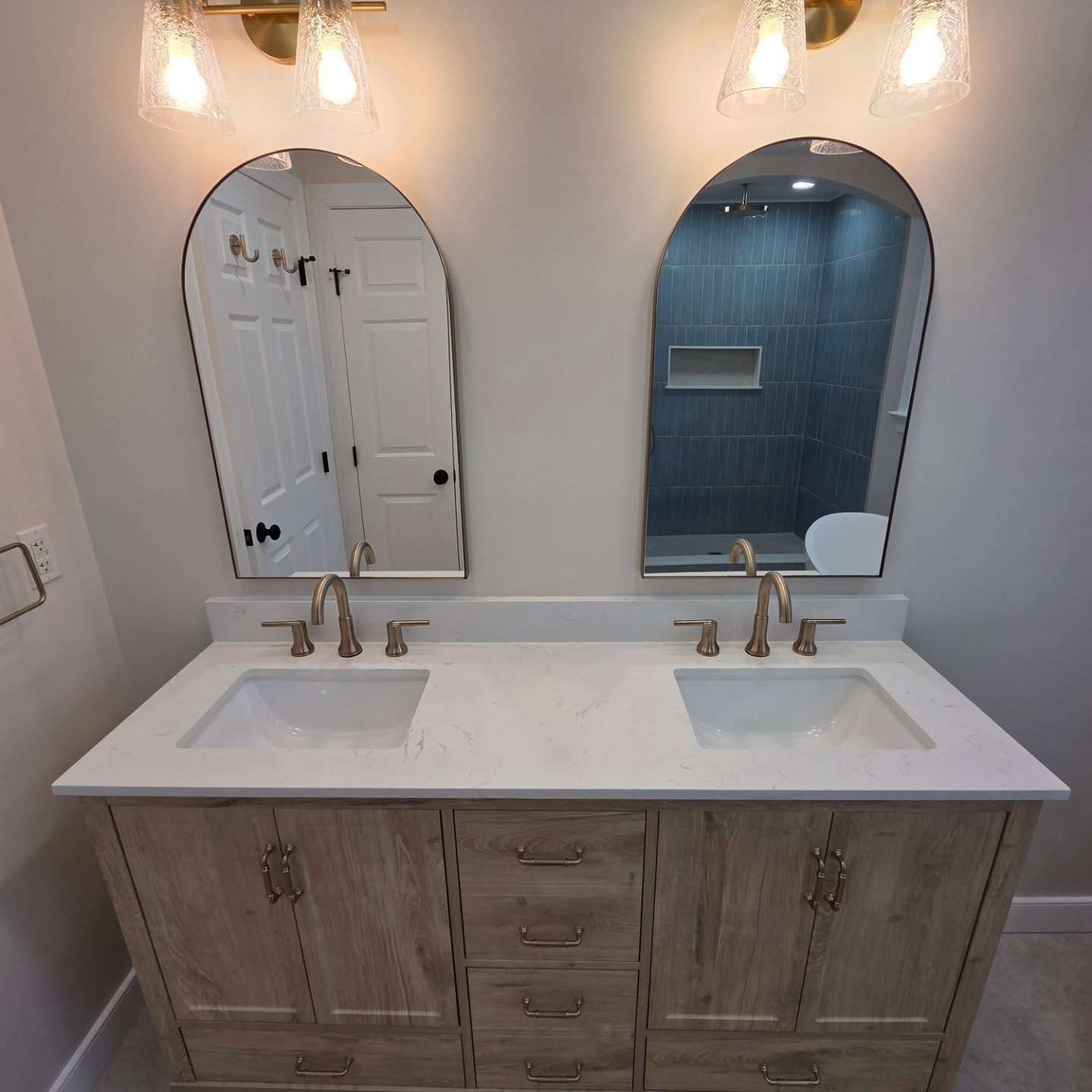 Double vanity quartz countertop bathroom remodel Toledo