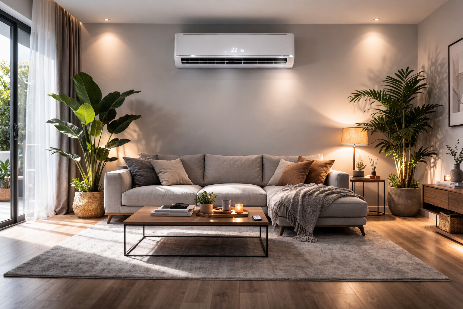 Modern living room with air conditioning