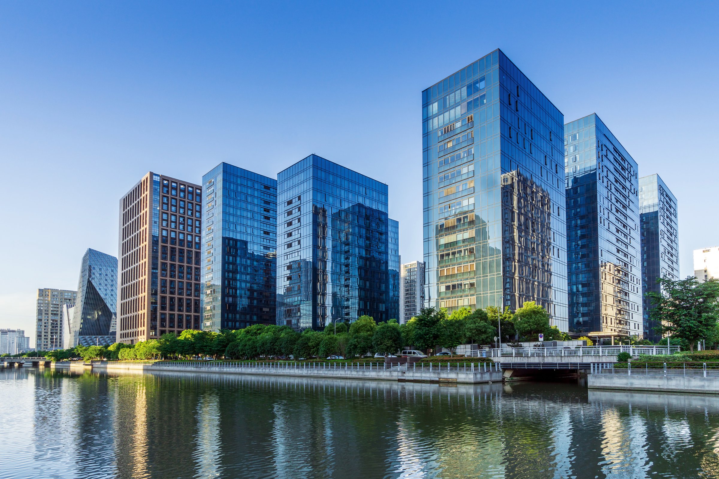 Modern city high-rise, China Ningbo CBD.