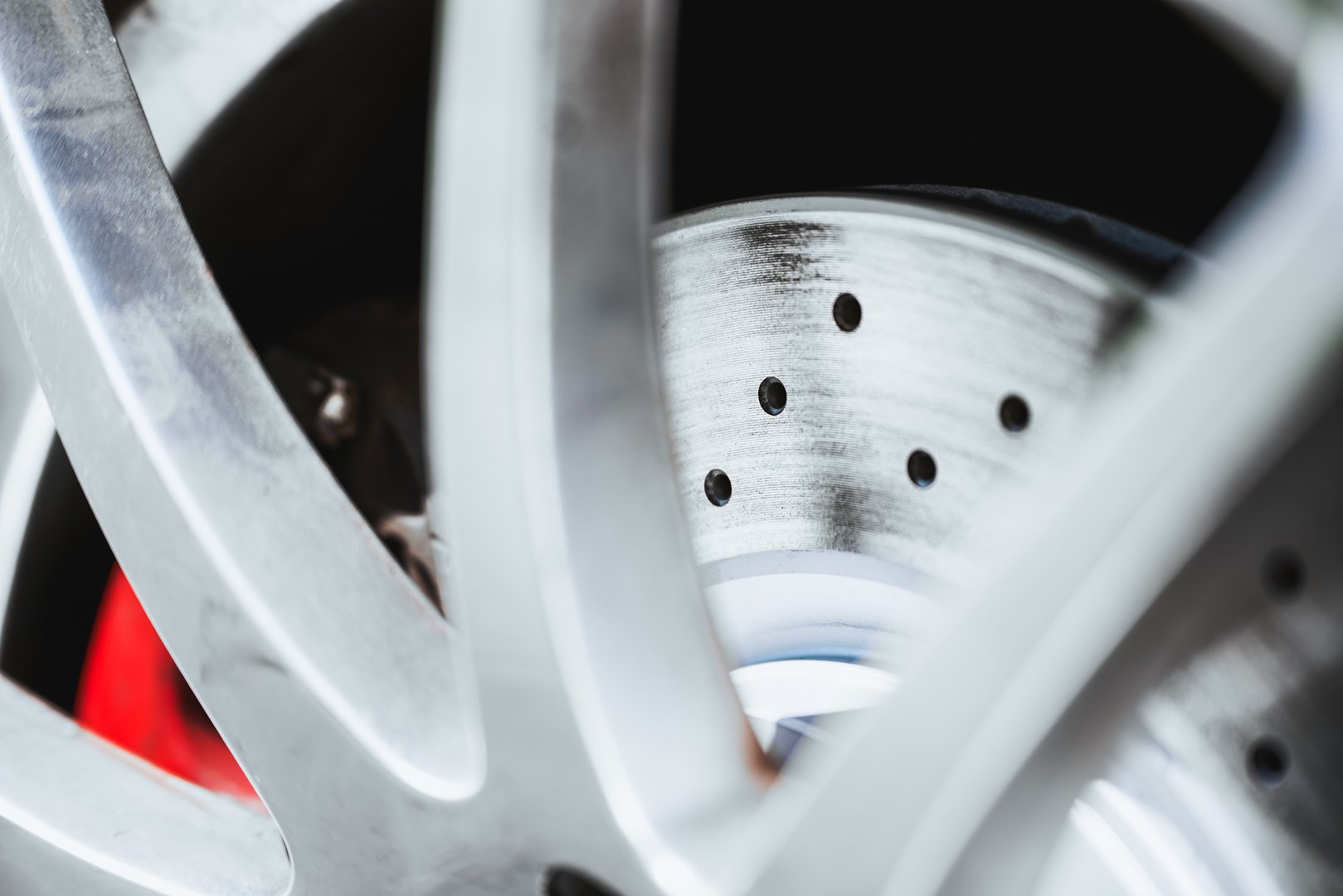 High-resolution image of newly installed car brake disc