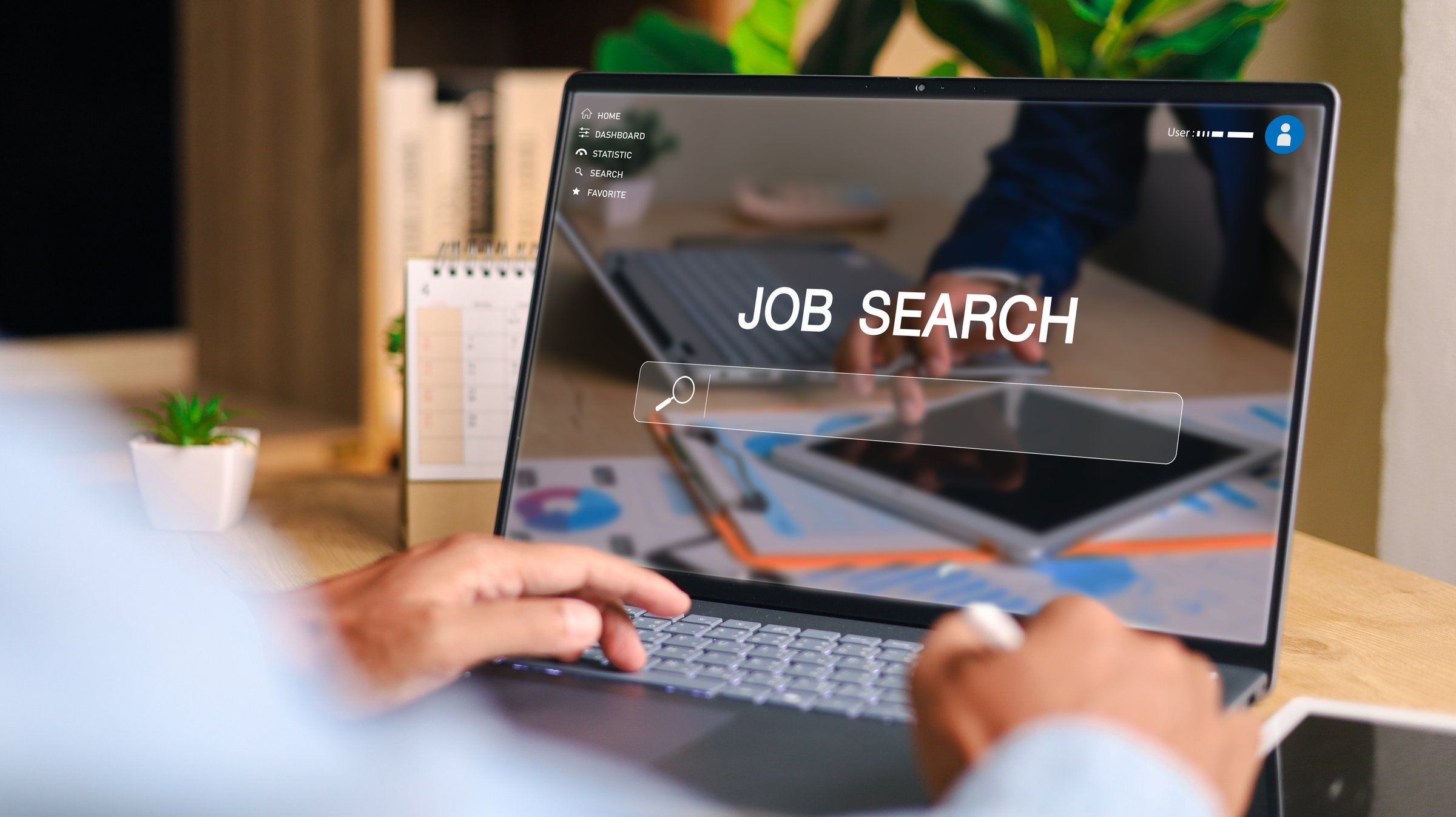 Job search concept. Man using laptop for job search concept. find your career, People searching for vacancies or position on the internet, recruiting, finding jobs.