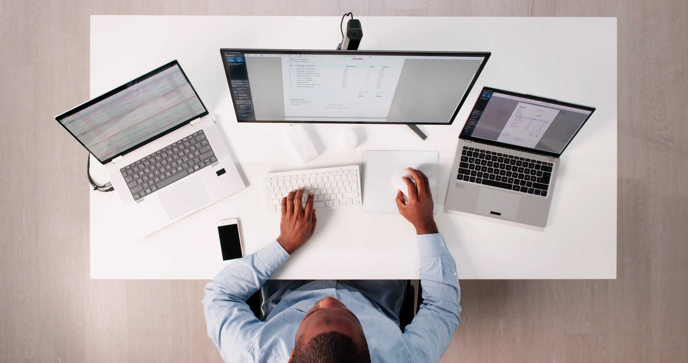Skilled Accountant Analyzing Tax Data On Computer Screen In Office.