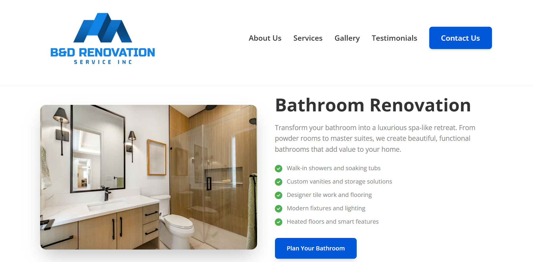 B&D Renovations website