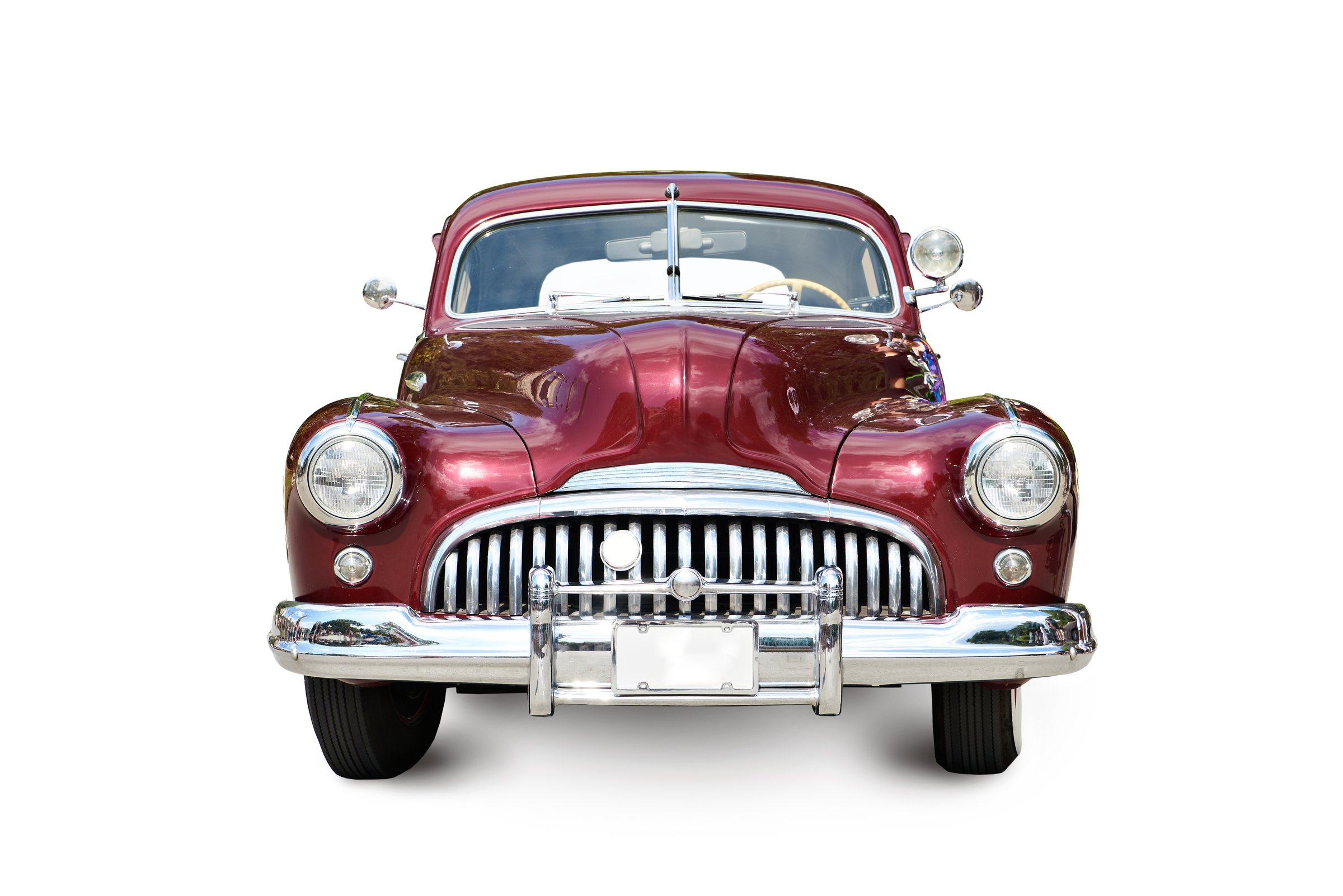 Old retro car isolated on white background