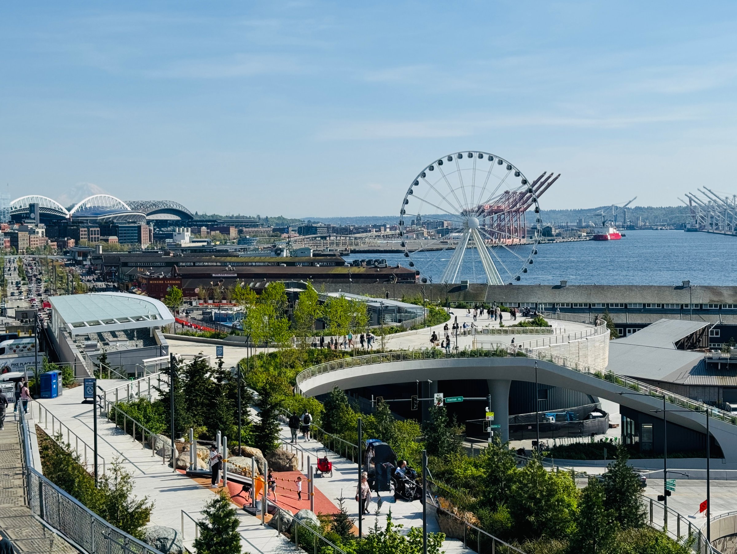 View of waterfront park taken from Pike Place Market, Seattle.