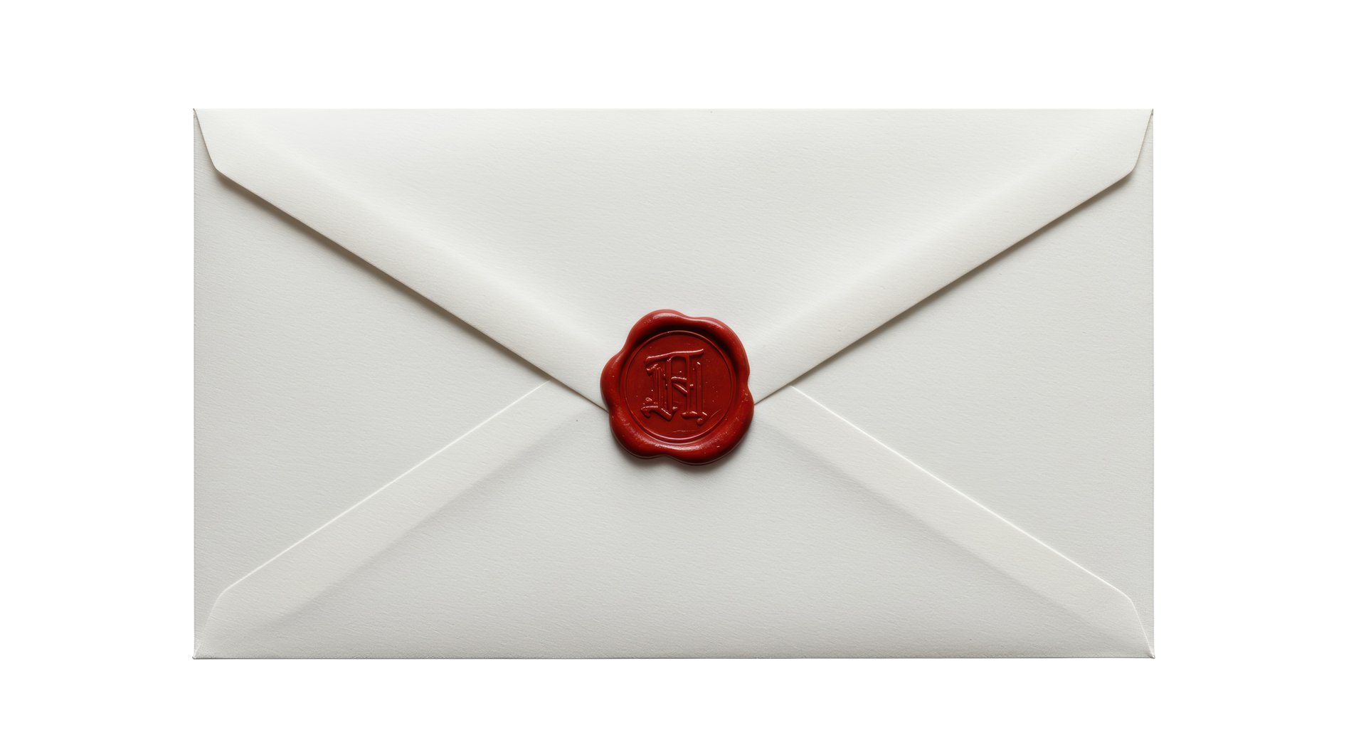 Isolated White Envelope with Red Wax Seal for Formal Correspondence