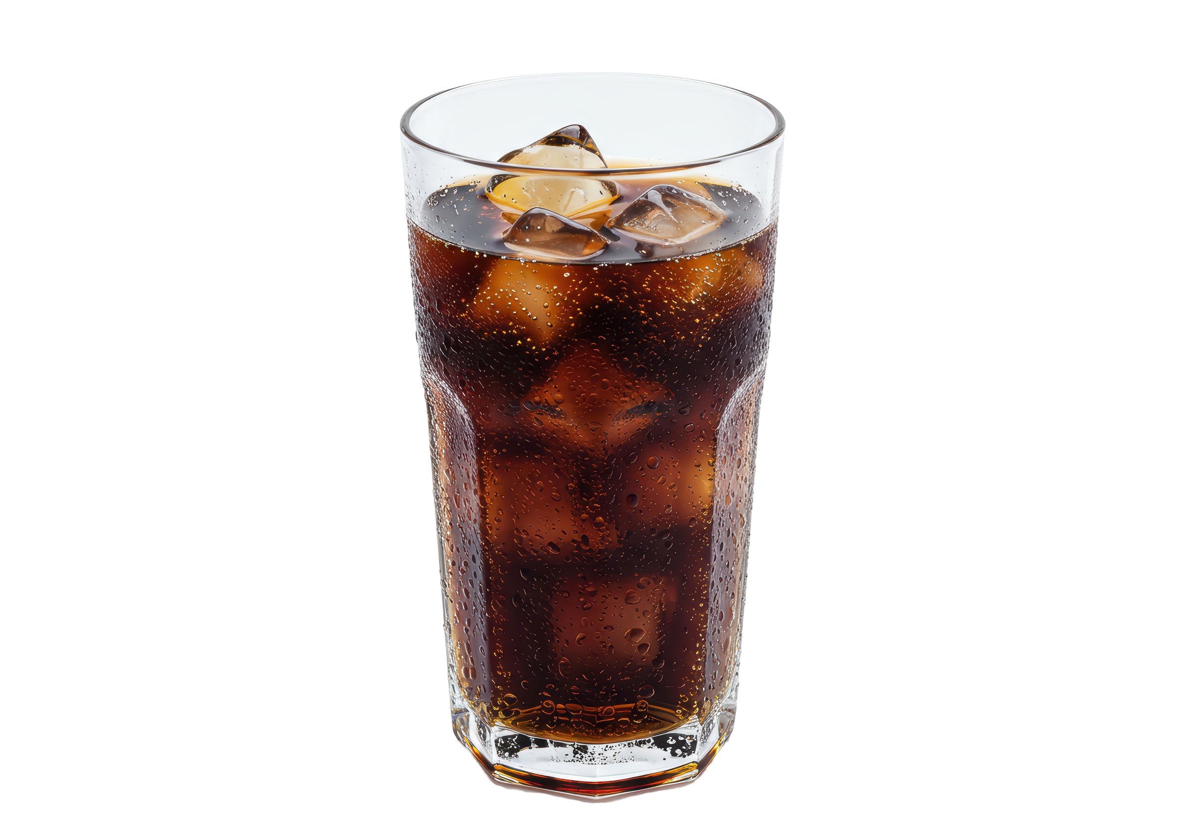 Isolated Glass of Cola with Ice Cubes Refreshment