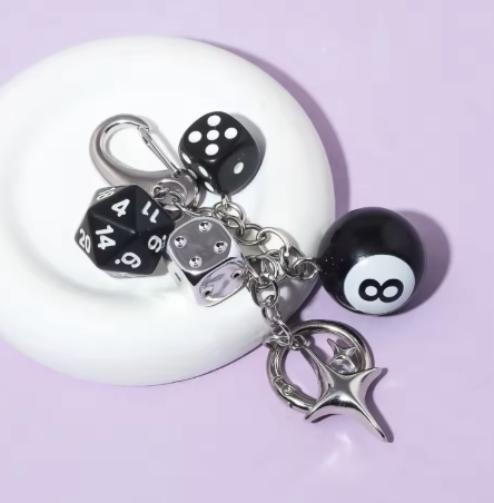 Punk Hiphop Black Dice Keychain