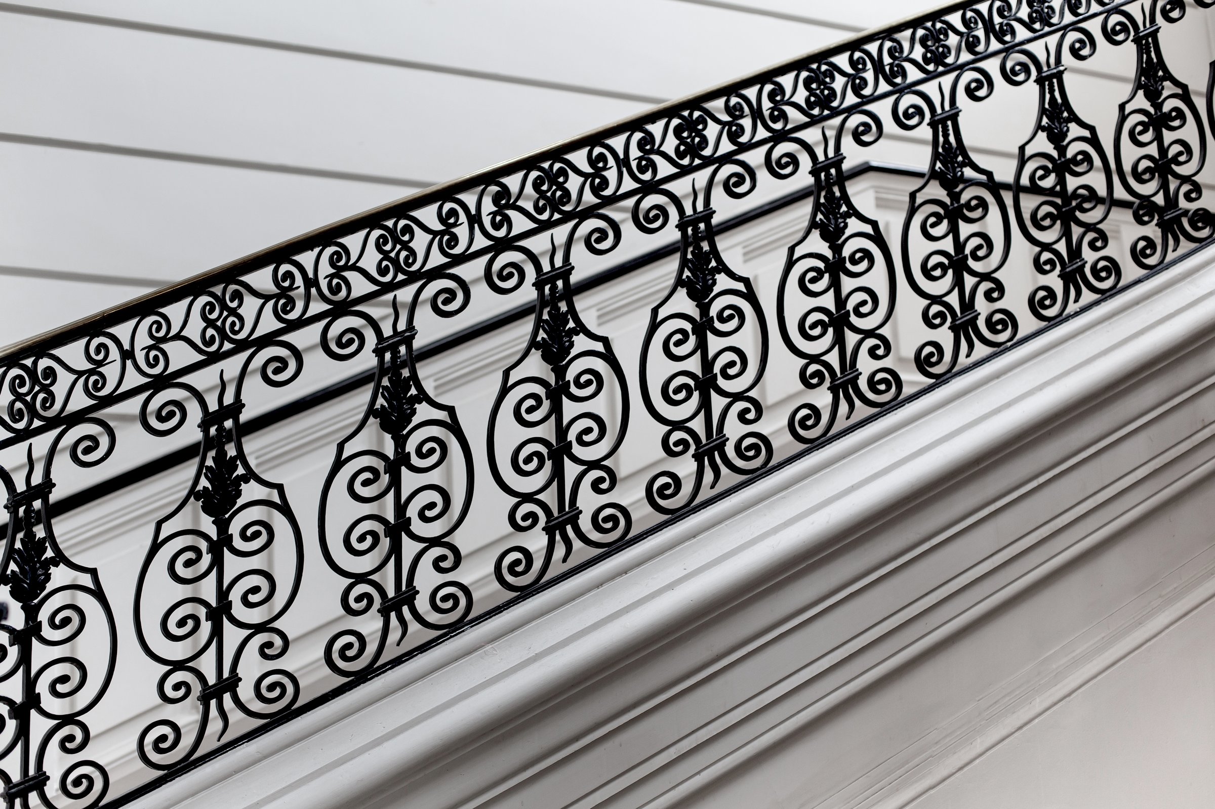 Wrought iron staircase in a classic French mansion