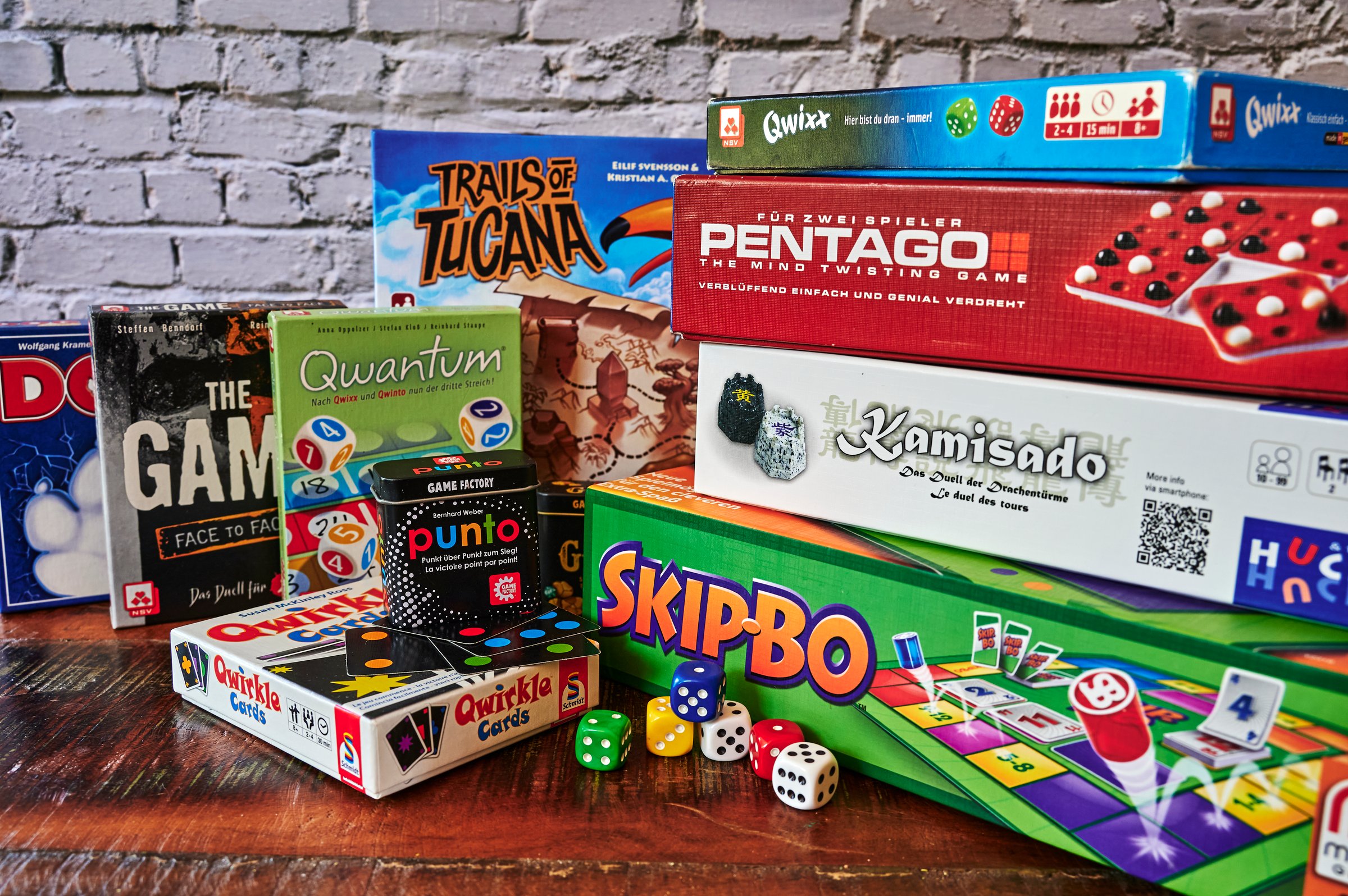 Various board games and dice