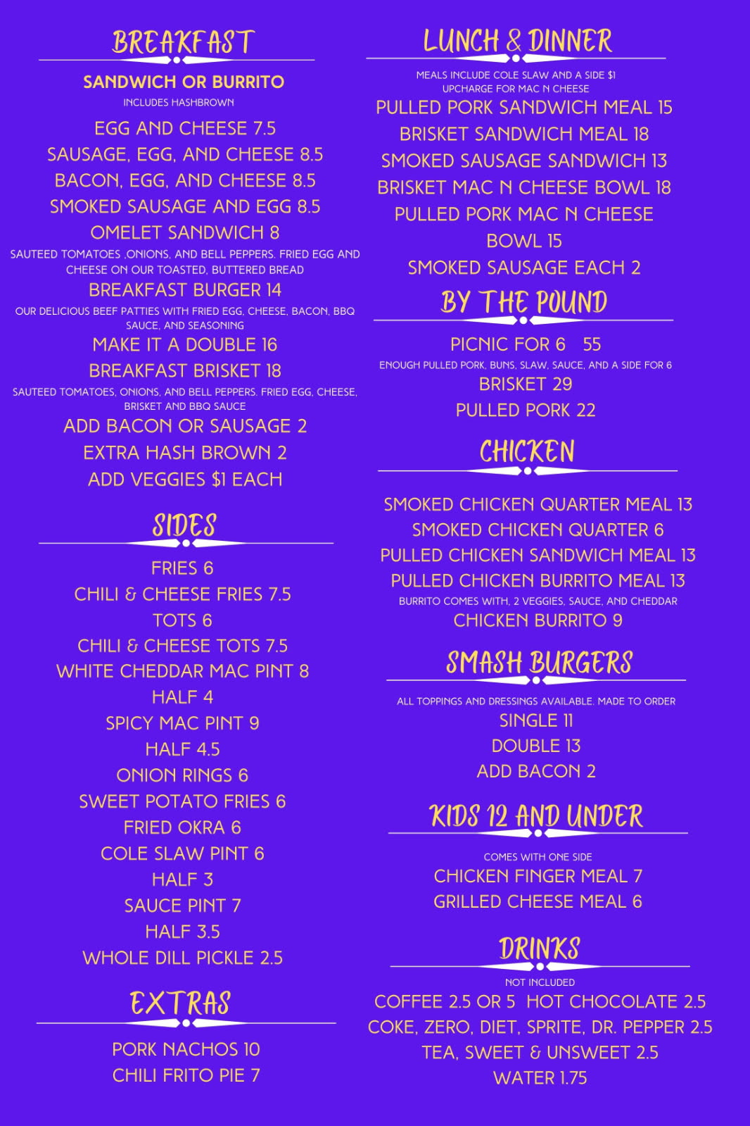 BBQ Menu February 2026