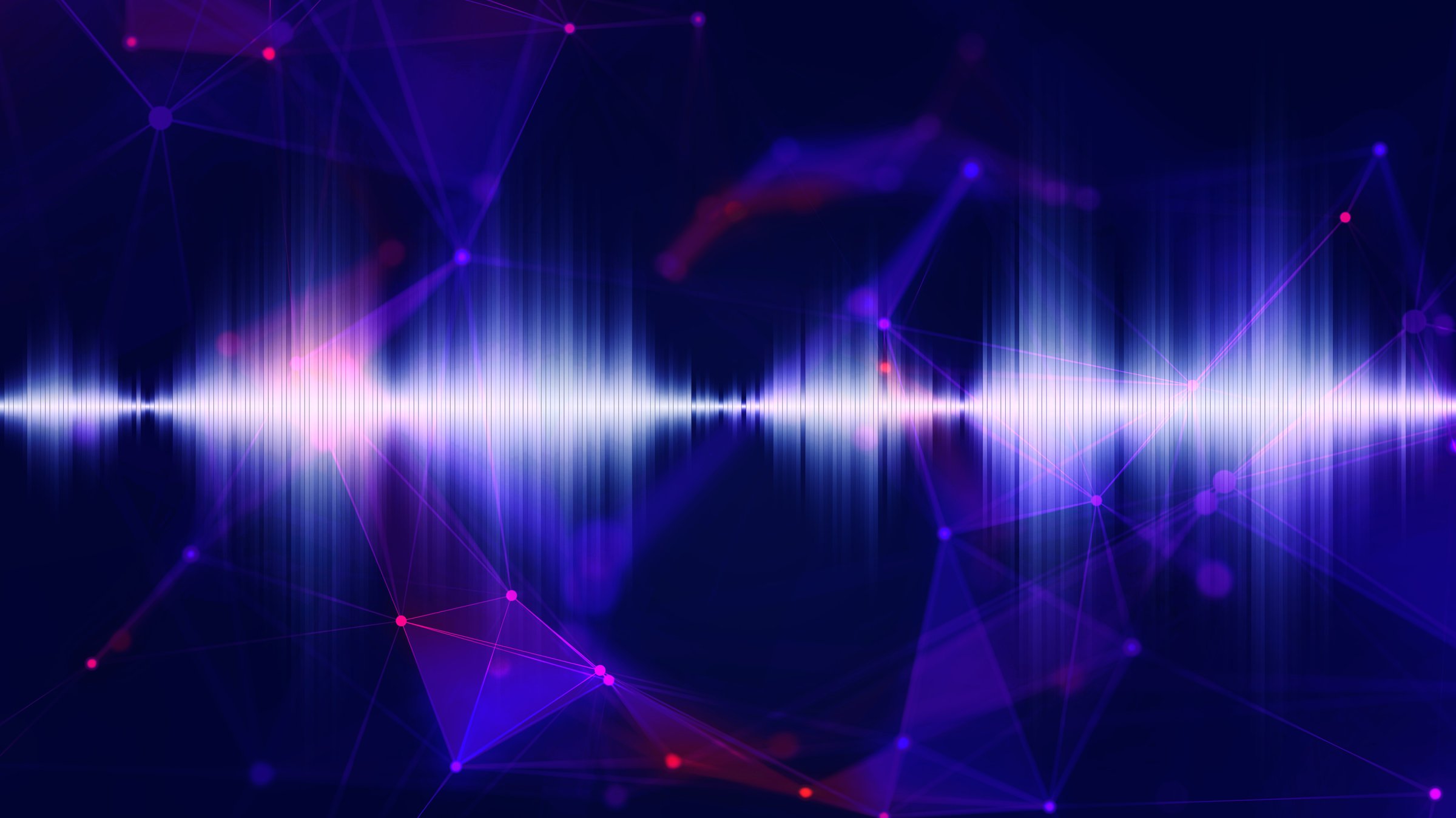 Abstract digital audio waveform with connected plexus and lines