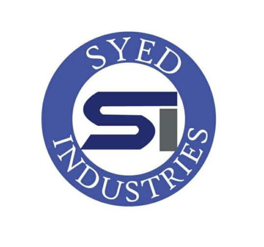 Logo of Syed Industries featuring a blue circle with "SI" in the center and the name in white text around the edge.