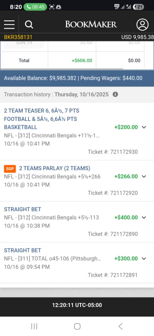 Client A betting results screenshot 4