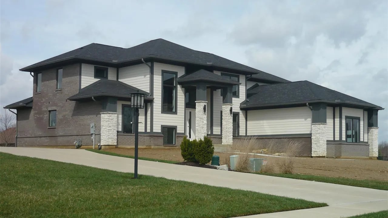 luxury villa house exterior and swimming pool