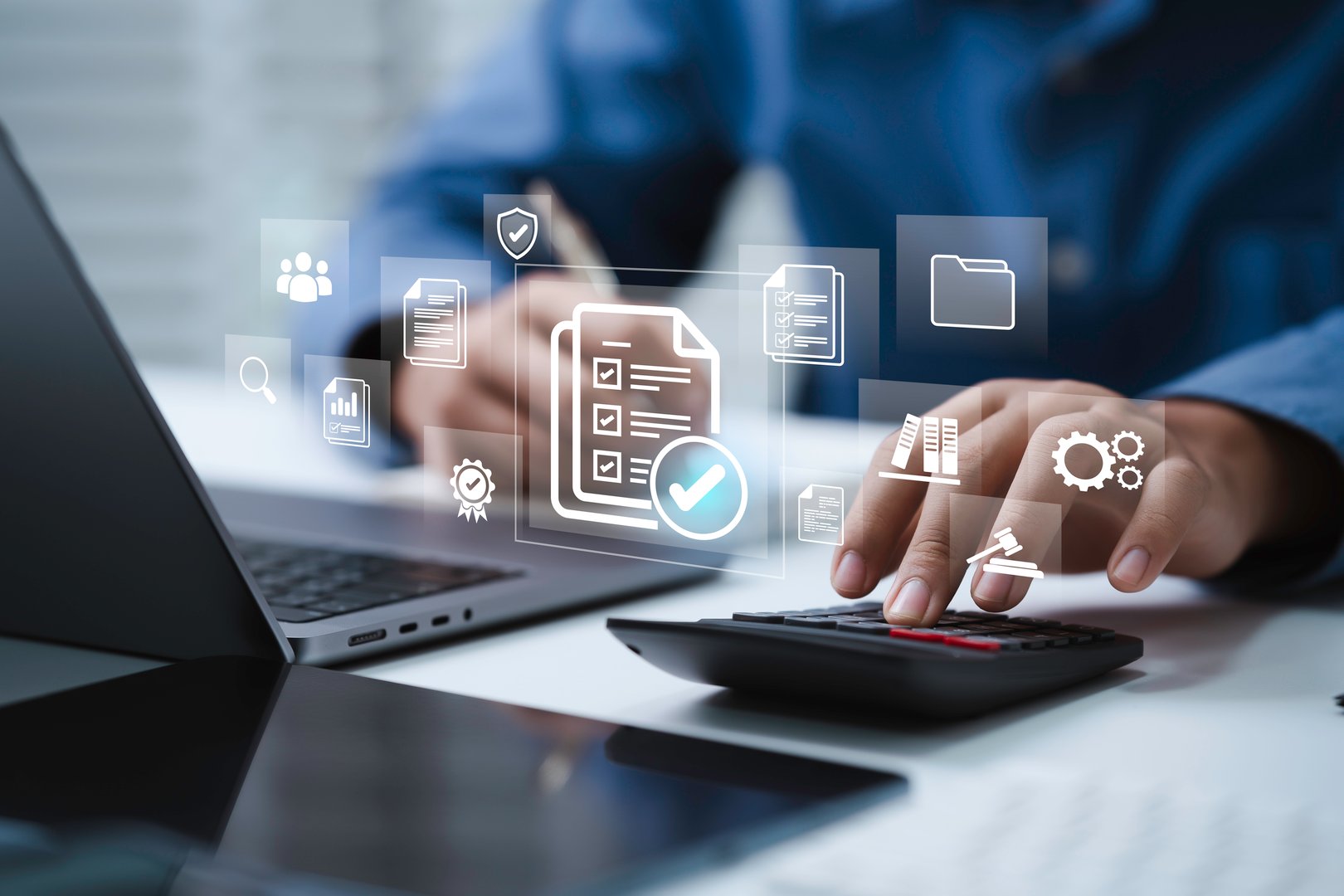 Audit business and Compliance rules and law regulation policy concept. Account Document Checklist to quality control and financial management system. Compliance with internal organization regulation