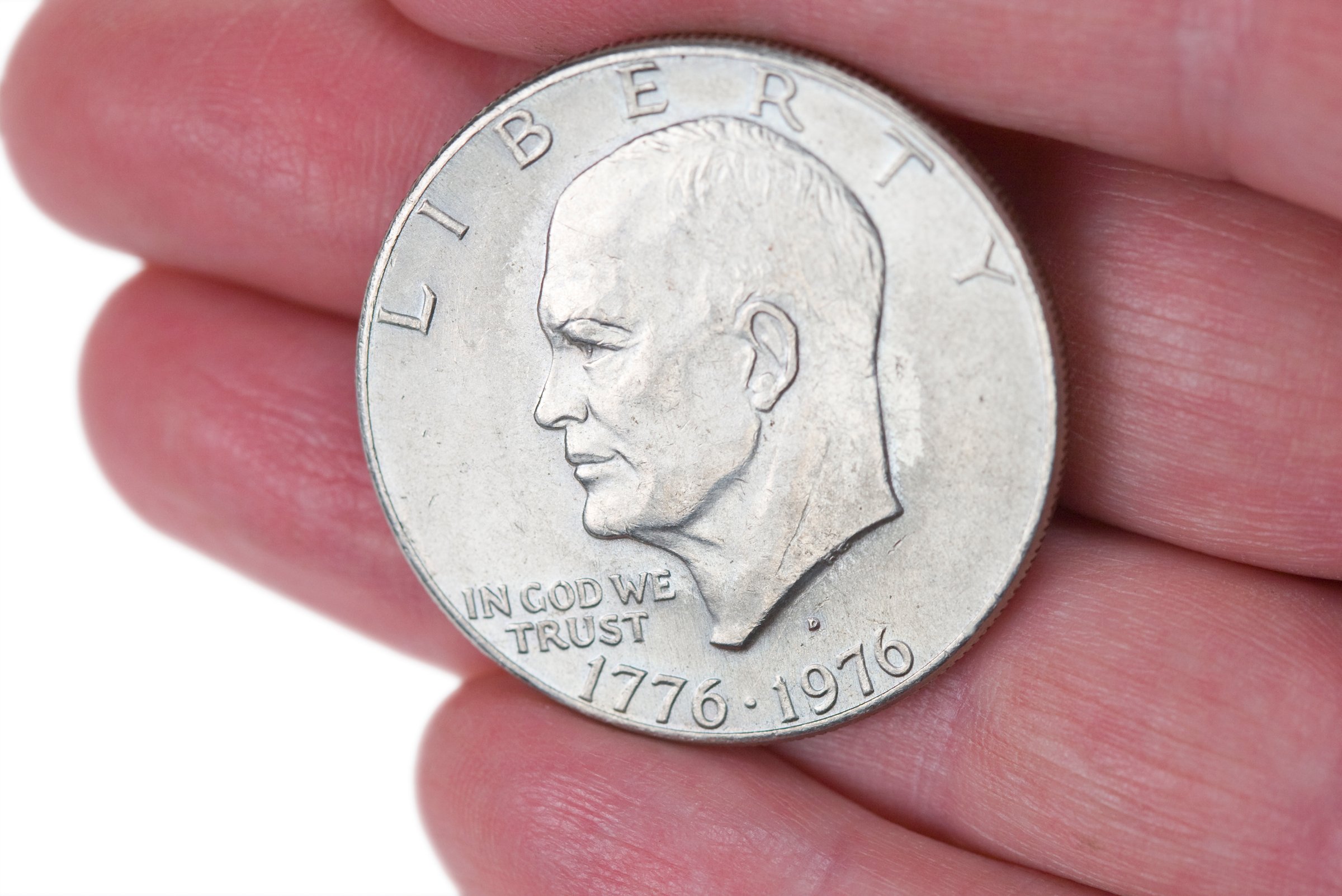 A US one dollar coin, minted to celebrate the country's bicentennial in 1976.