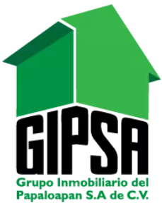 Logo of GIPSA with a green house shape above the text Grupo Inmobiliario del Papaloapan S.A de C.V.