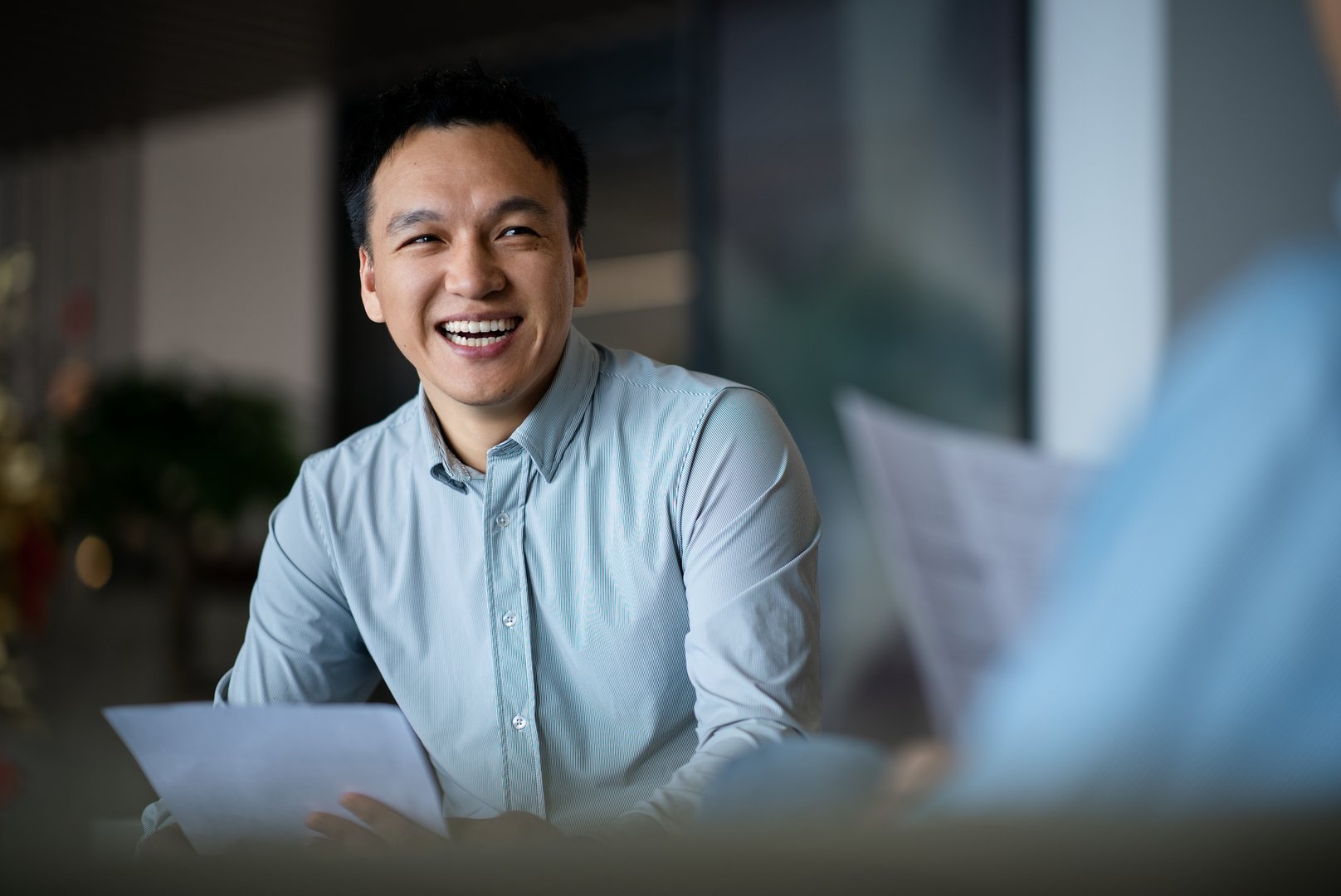 job interview in open office