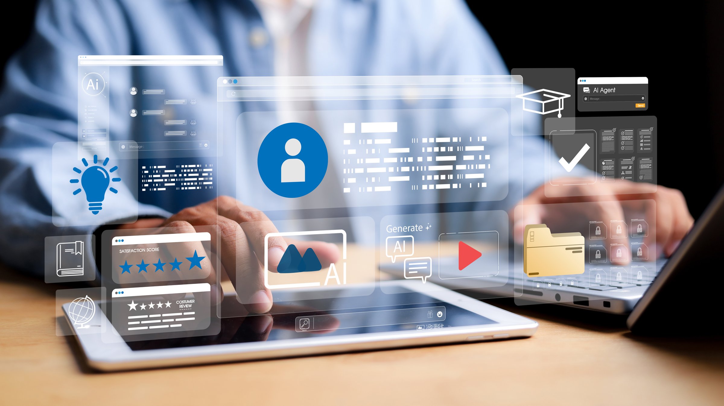 E-learning education learning and training online with webinar, video tutorial, internet lessons and online course application