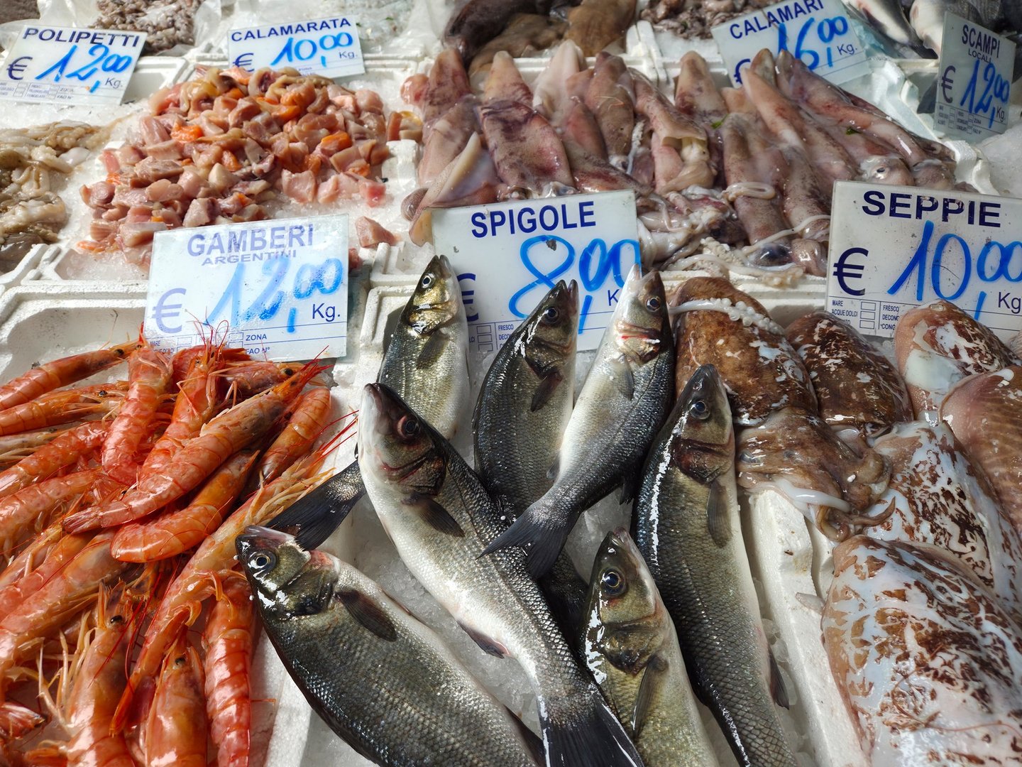 fresh fish stall in naples, spanish quarters