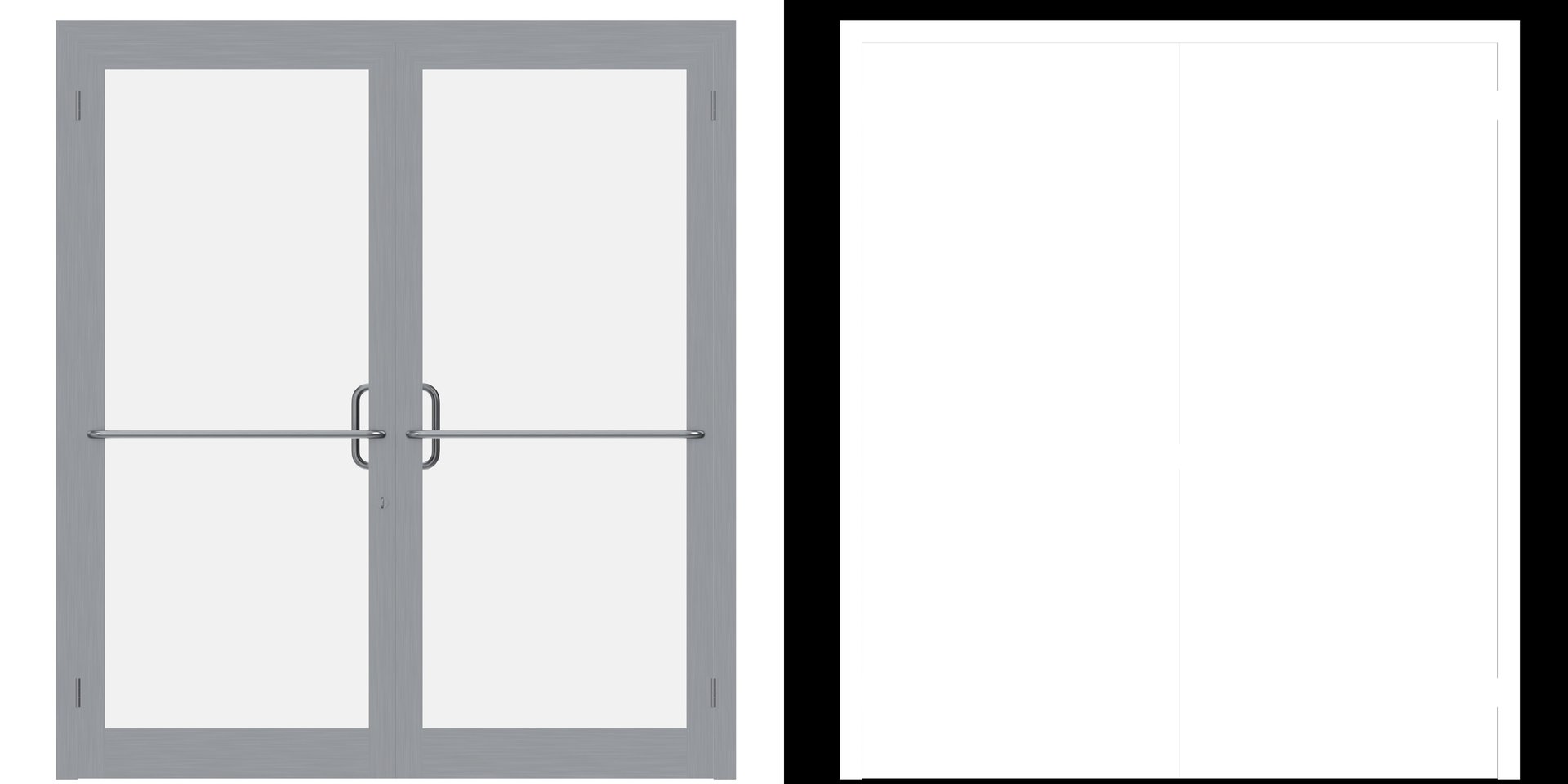 3D rendering illustration of a double storefront glass door