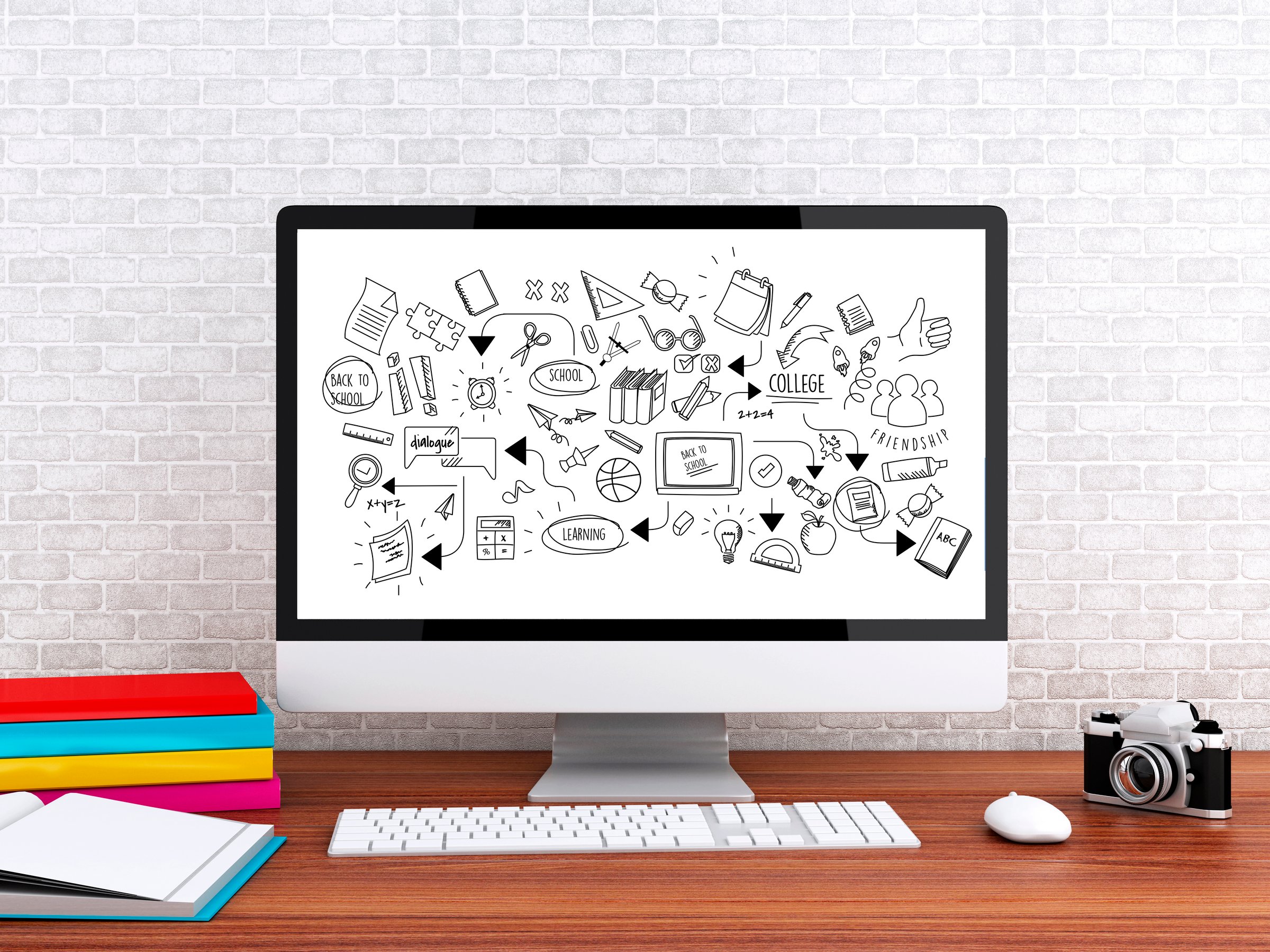 3D illustration. Modern workspace and computer with words LEAD GENERATION. Technology and Network concept.
