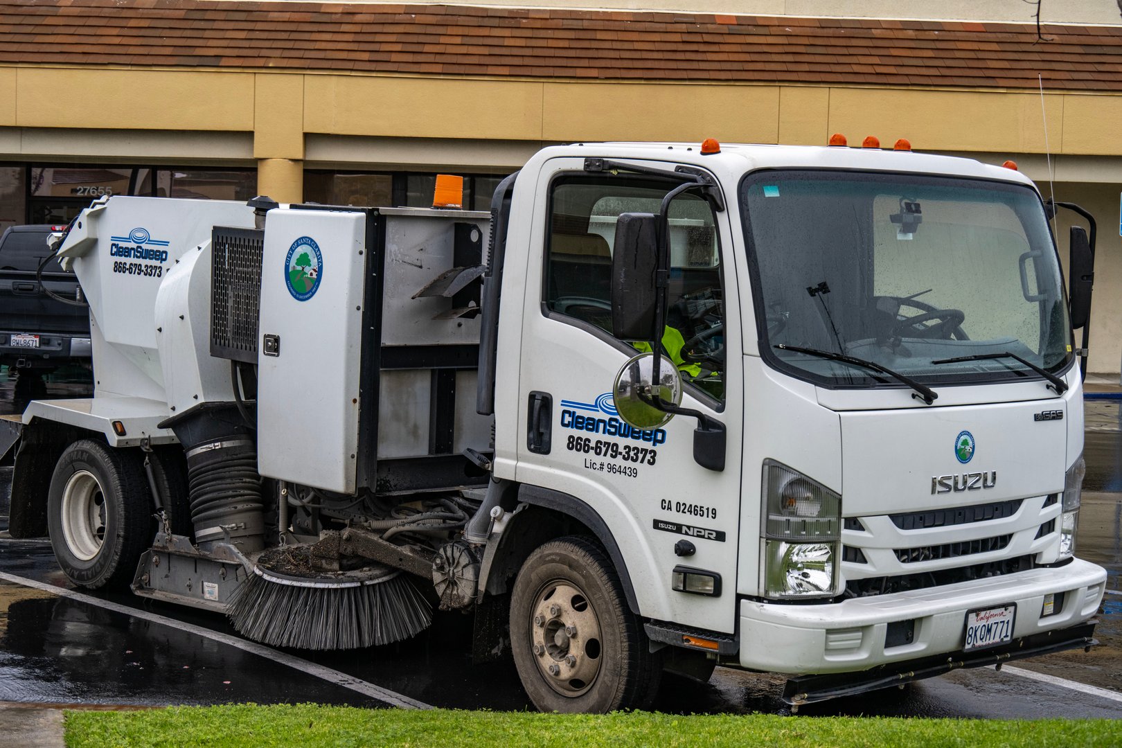 Santa Clarita, California- A street sweeper operated by the city which cleans the city streets on a weekly basis