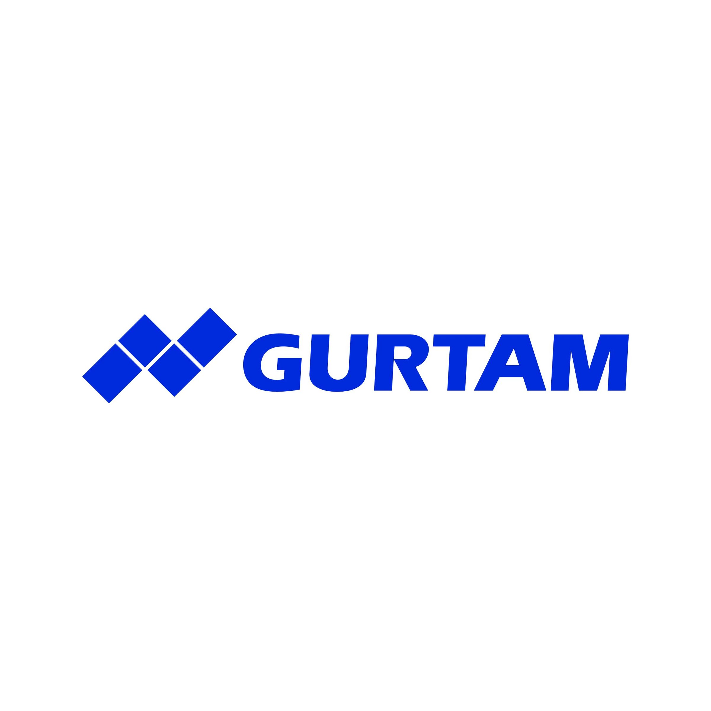 Logo of Gurtam featuring blue text and four blue diamond shapes arranged diagonally on a white background.