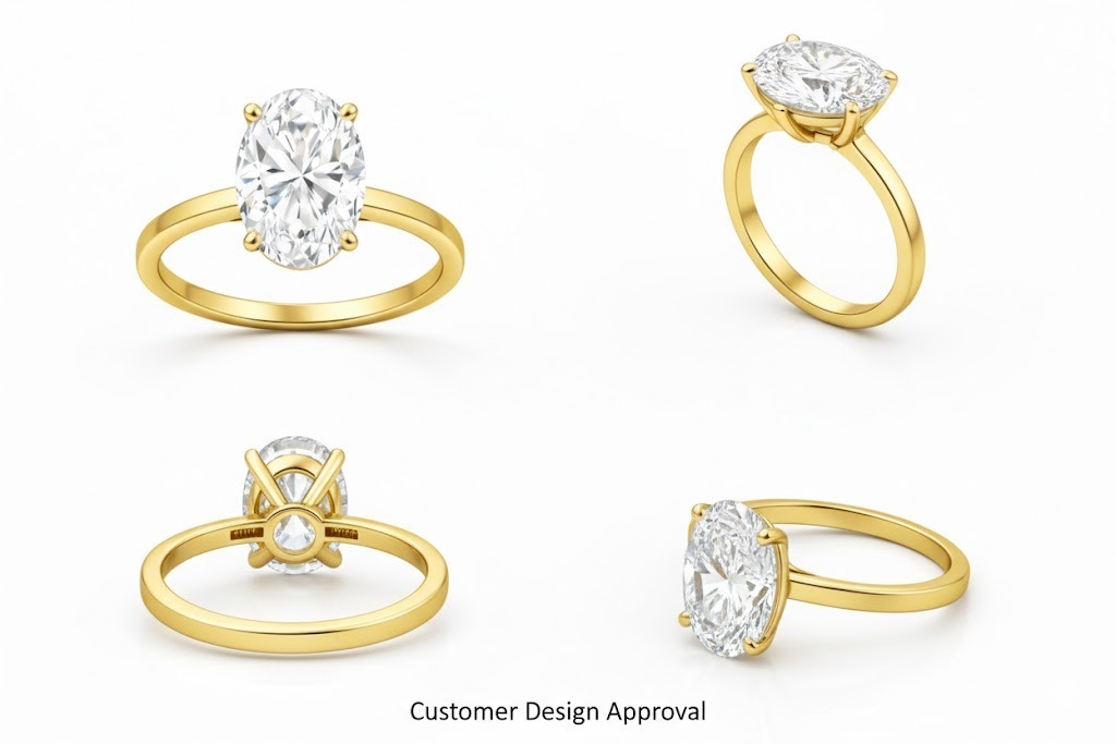 The Anna Marie - 14K Gold Oval Lab Grown Diamond Engagement Ring