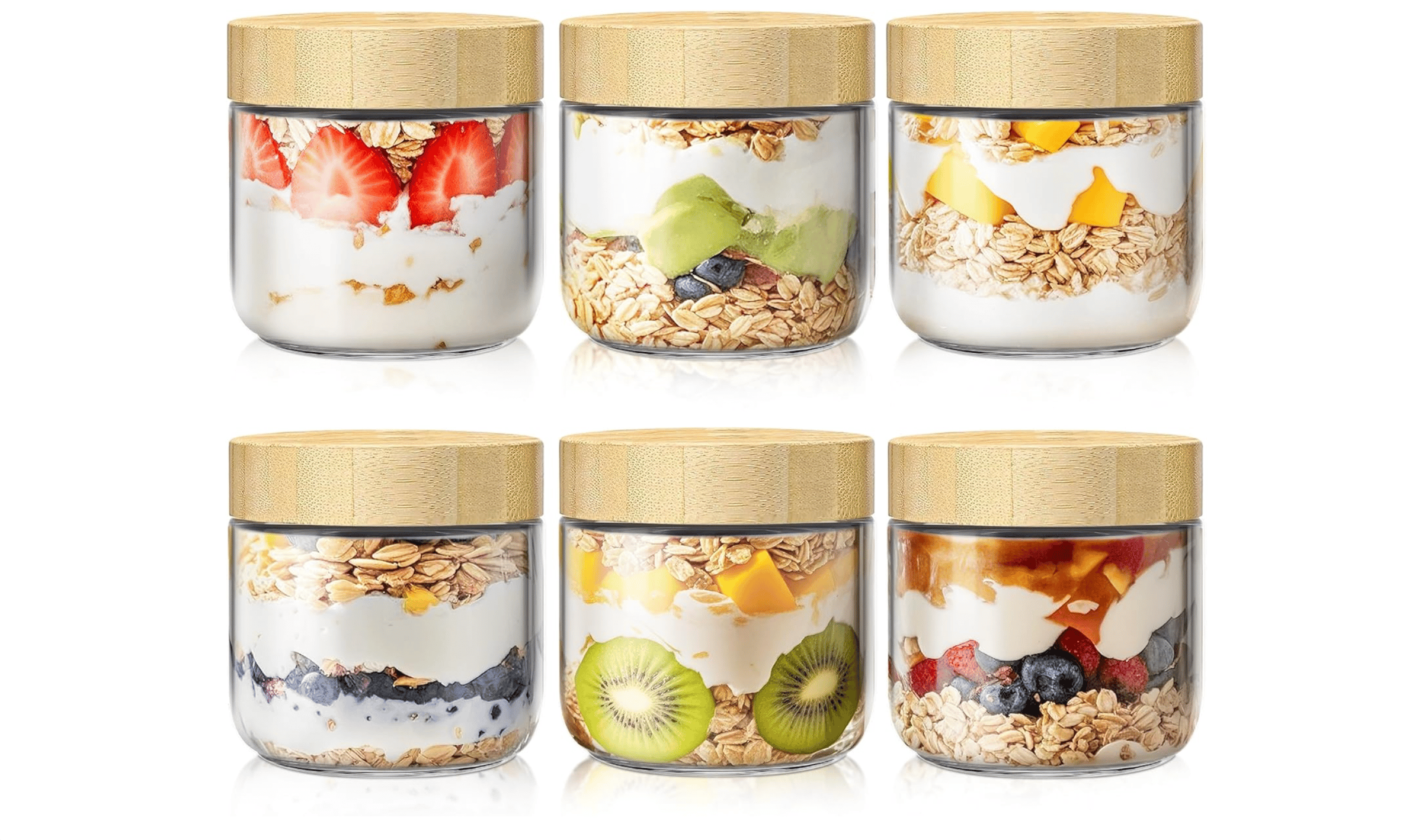 10oz Overnight Oats Glass Jars - 6 Pack