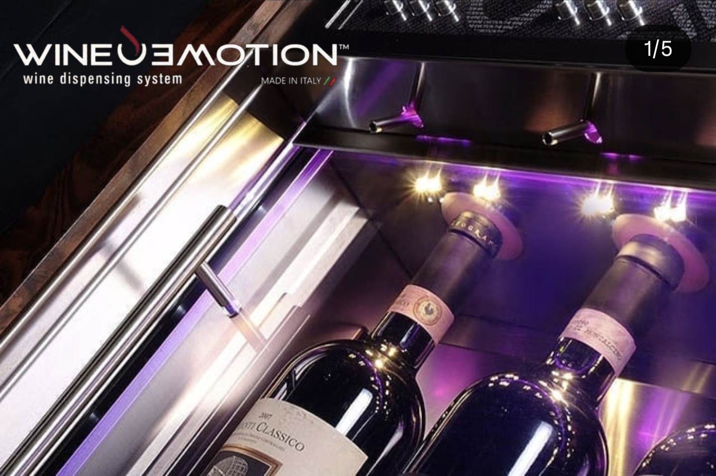 Dispensador de Vino automático WineEmotion vino por copa para mixología, cava, enología, vinotecas, restaurantes, eventos, hotelería con enfriador copas Thrill profesional contador