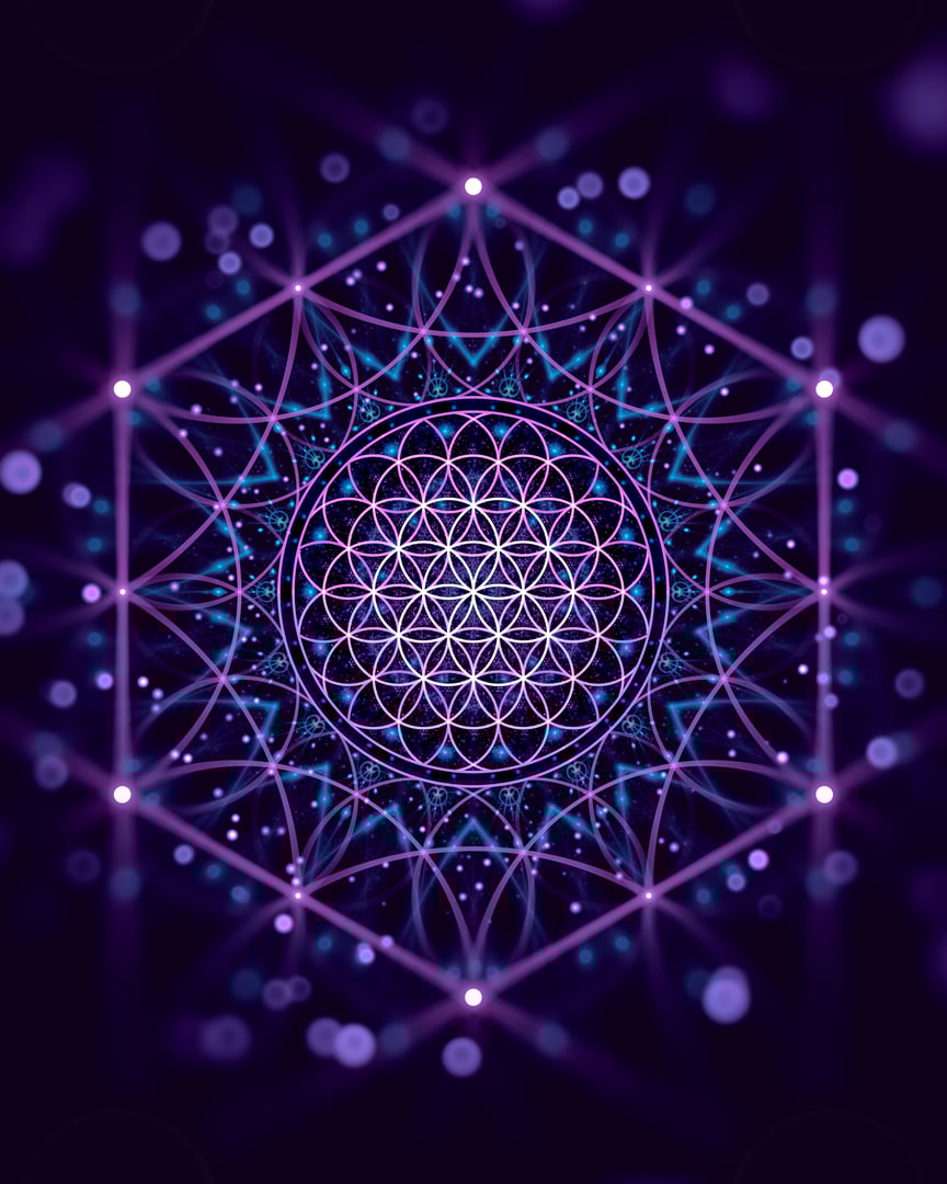 Sacred Geometry Flower of Life. Spirituality concept. Fractal Art.