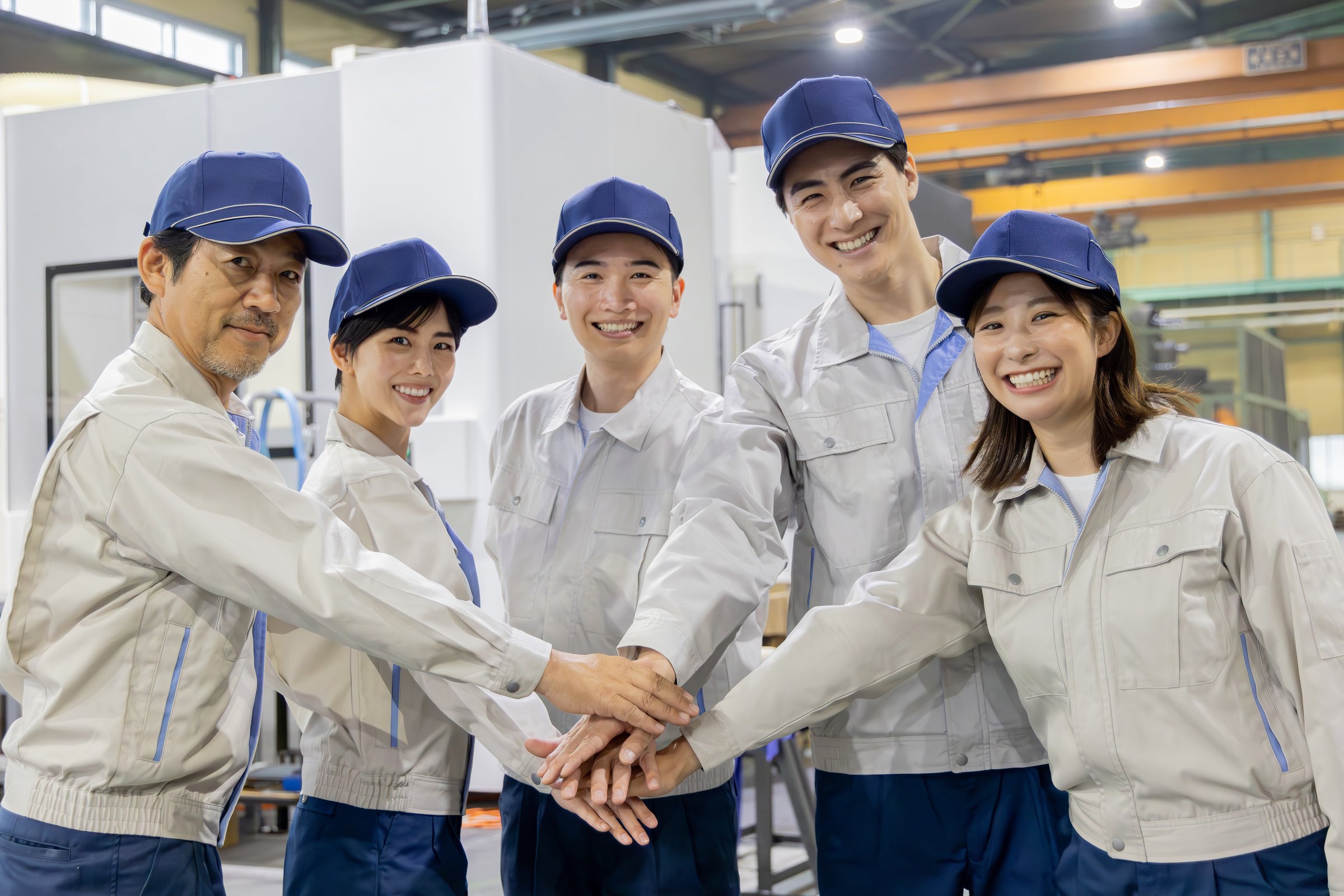 Group of Asian people working in a factory
