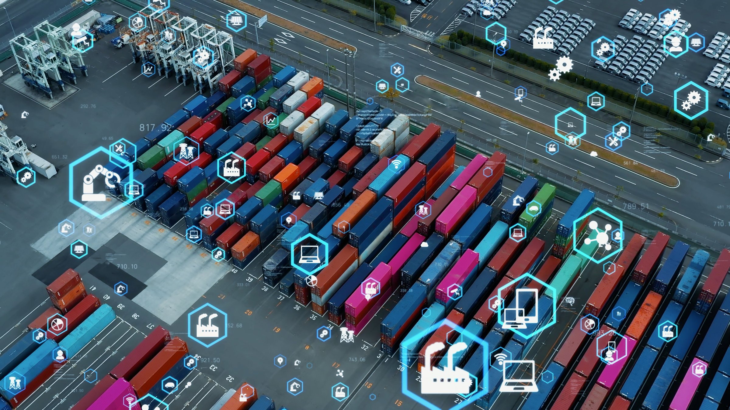 Smart logistics concept. Communication network. Digital transformation.