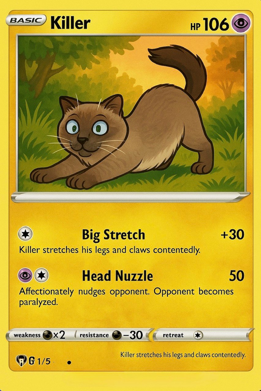 Killer pet trading card