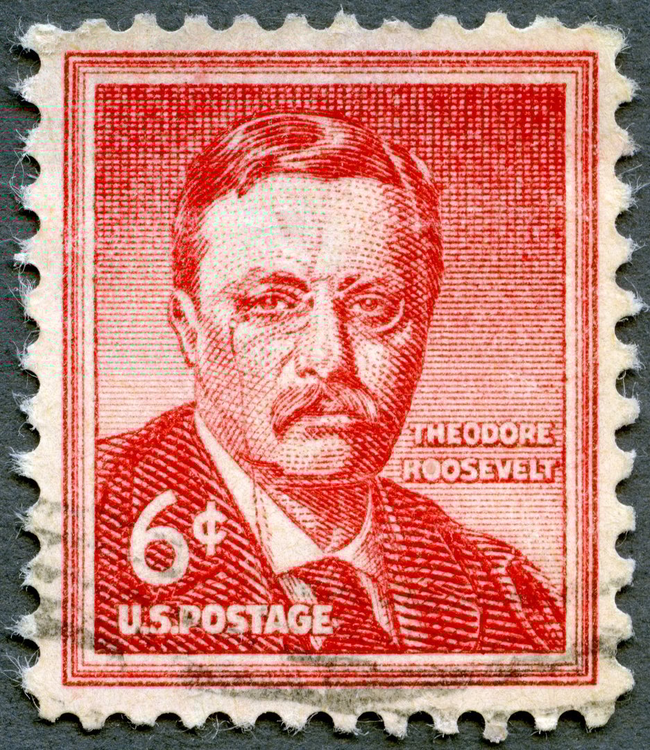USA 1955 Postage stamp printed in United States of America shows Theodore Teddy Roosevelt (1858-1919) was the 26th President of the United States of America