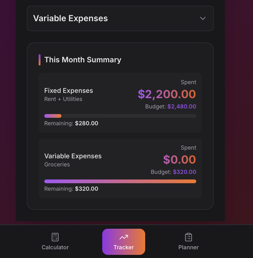 Smart Finance Tracker screenshot