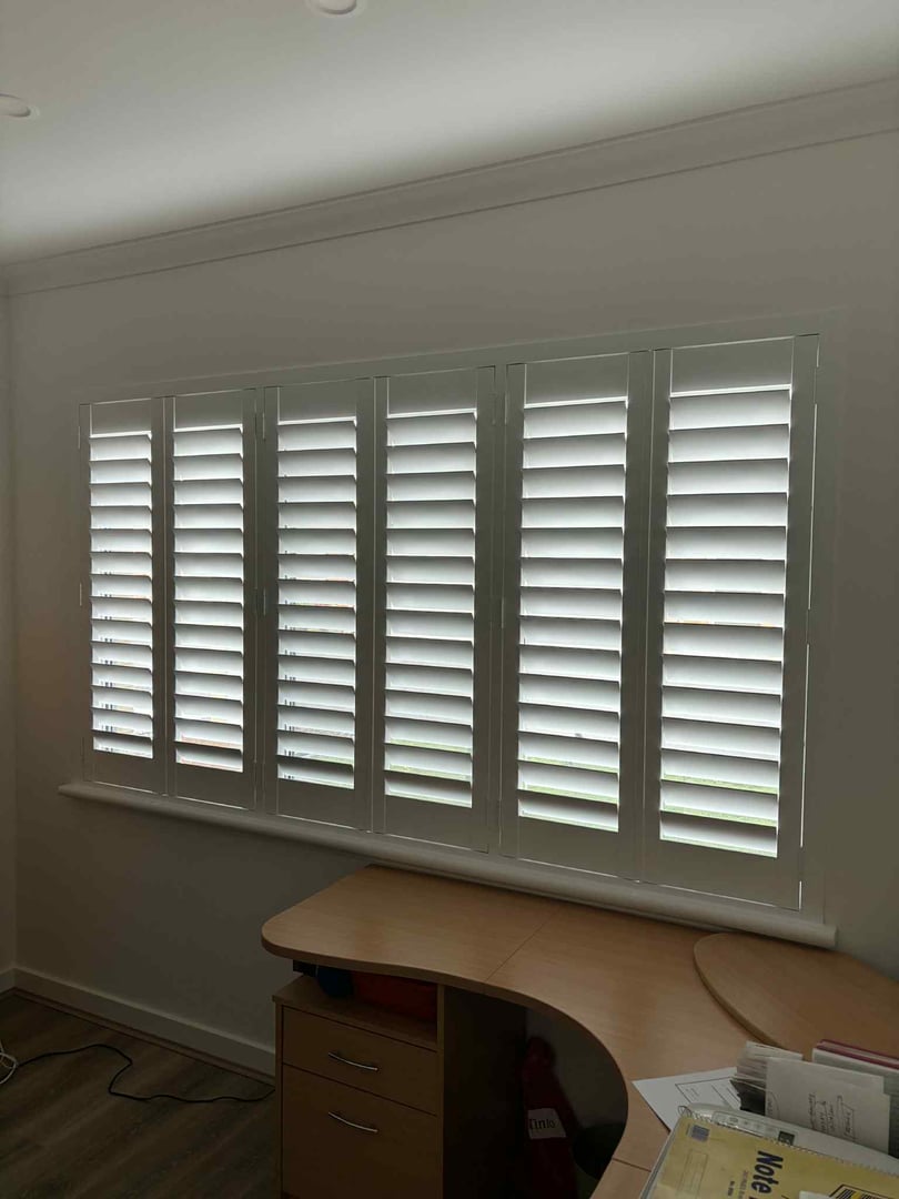 Custom indoor shutters Perth home office before after renovation