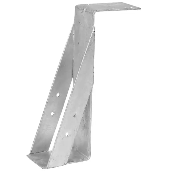 Metal right-angle bracket with two screw holes, designed for structural support and connection in construction projects.
