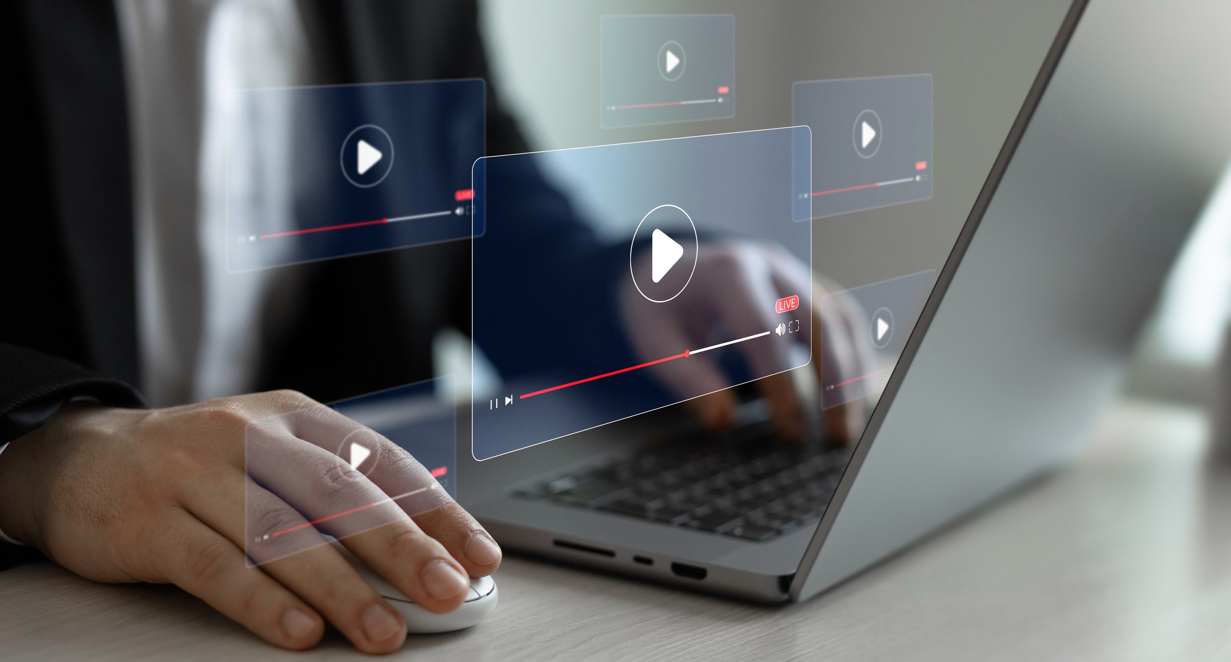 Video streaming on internet media. Watching live stream.Live digital multimedia player.Digital online live stream window