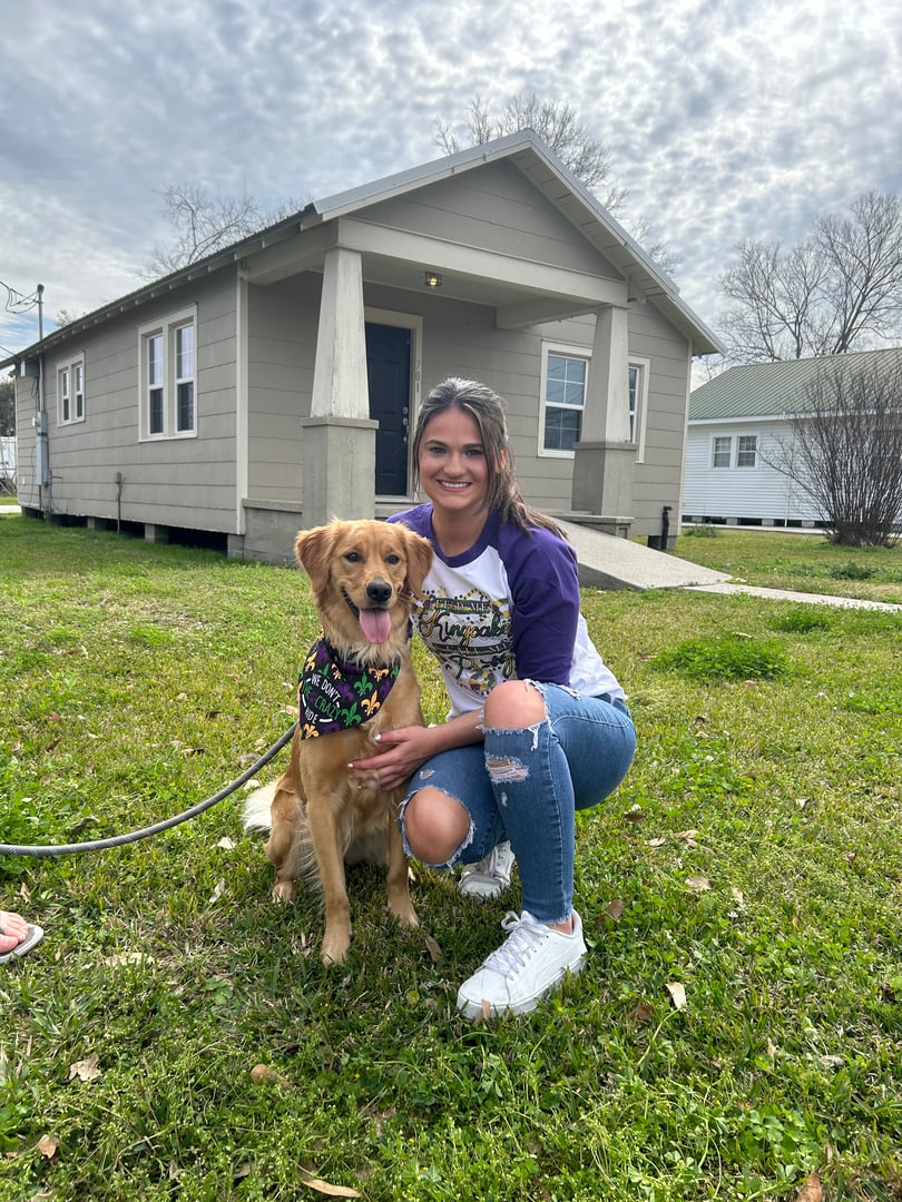 Marissa Allemand with her golden retriever Mila