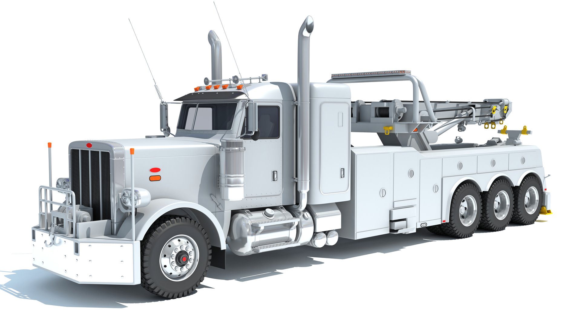 Recovery Service Wrecker Truck 3D rendering on white background