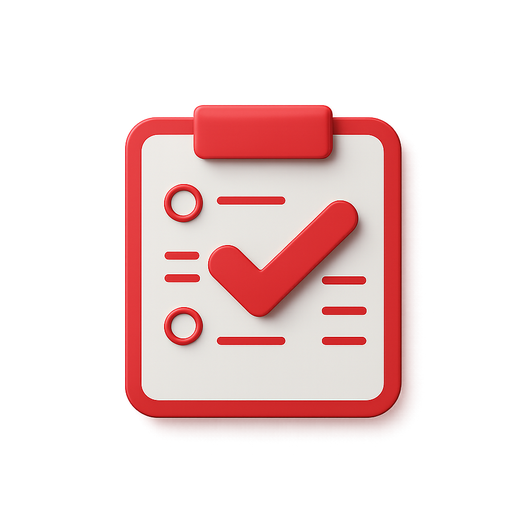 Ícono 3D de encuestas con gráfico de barras rojo