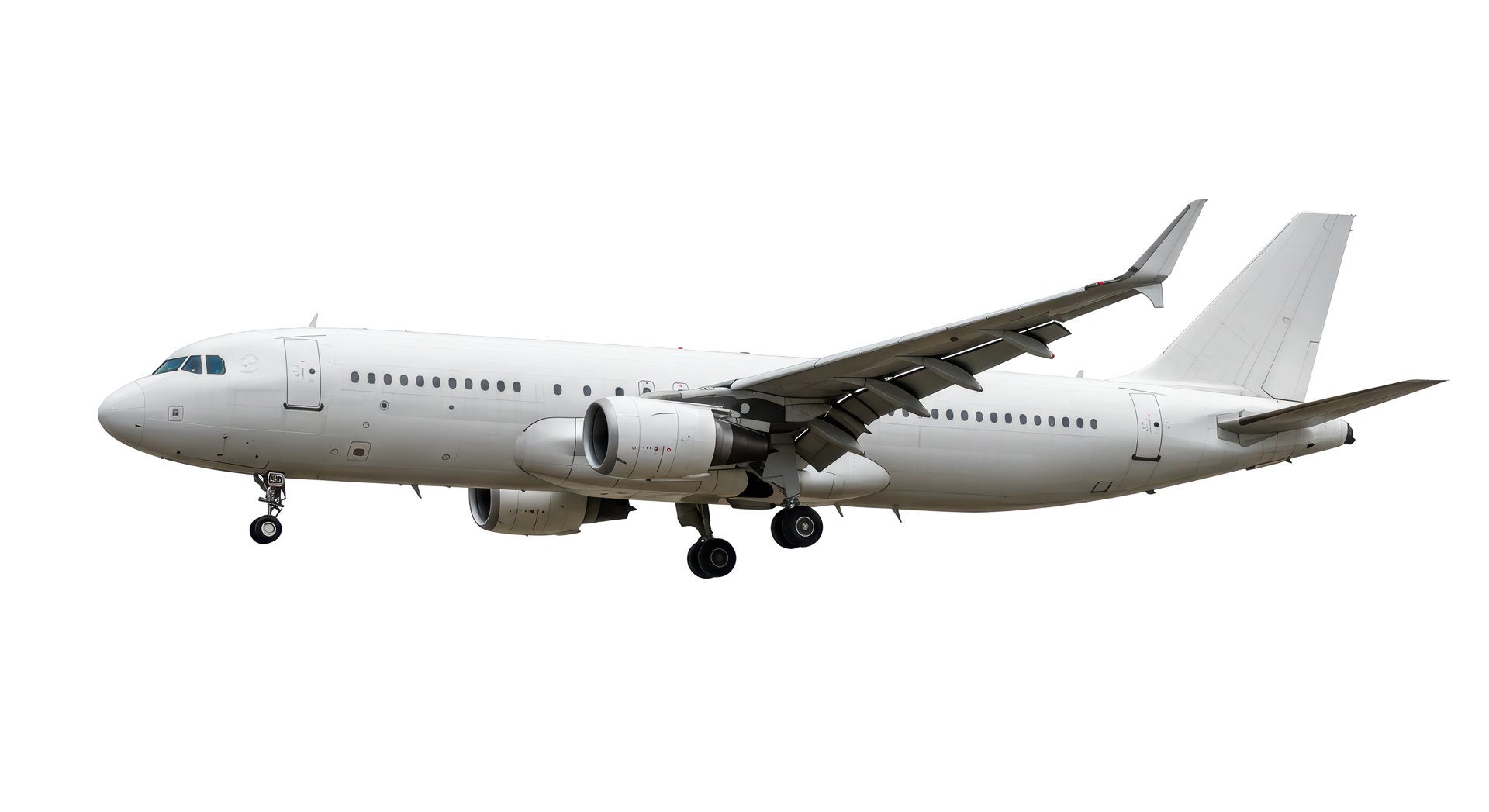 Isolated White Passenger Airplane Ascending